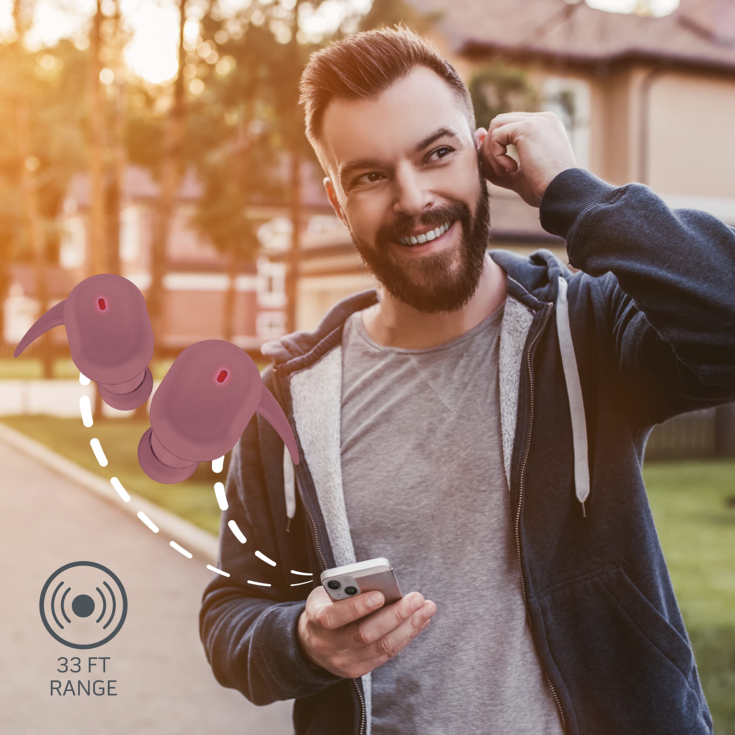COOLBUDS True Wireless Earbuds w Touch Controls (Ash Rose)