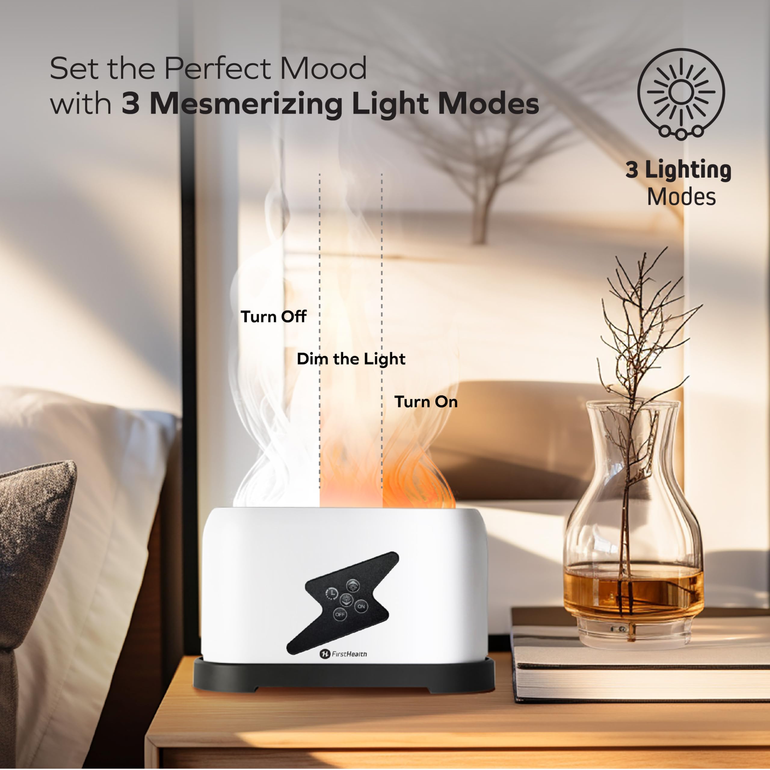 First Health Virtual Flame Humidifier and Aromatherapy Diffuser