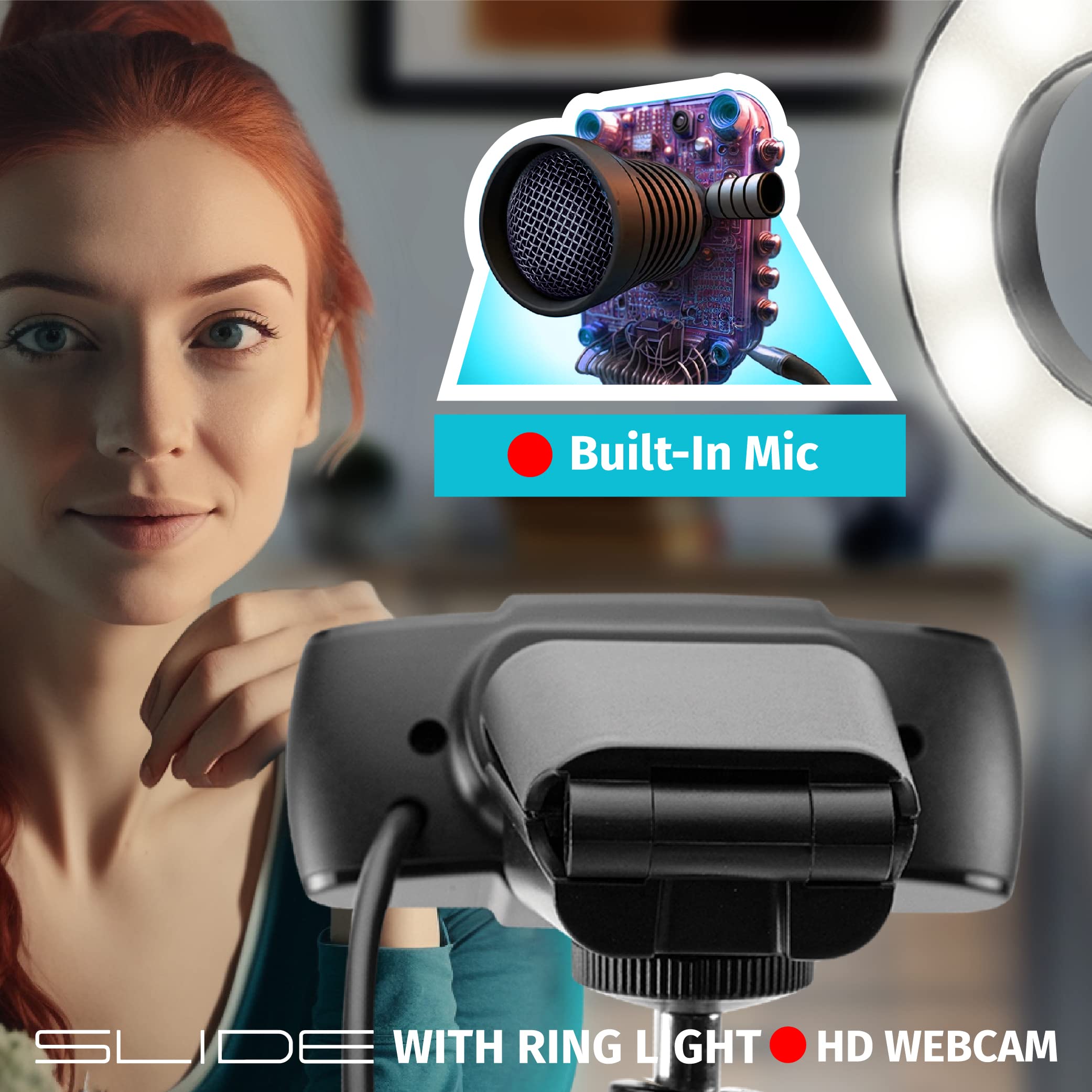 Slide 1080P HD Webcam Ring Light Stand Vlogging Kit