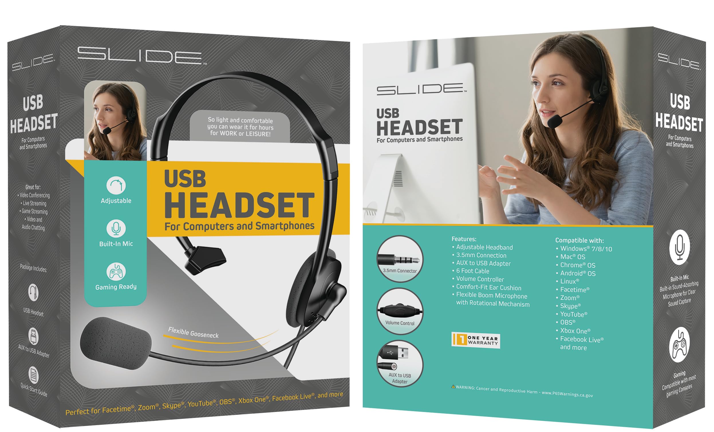 SLIDE Premium Wired Headset Computers Smartphones