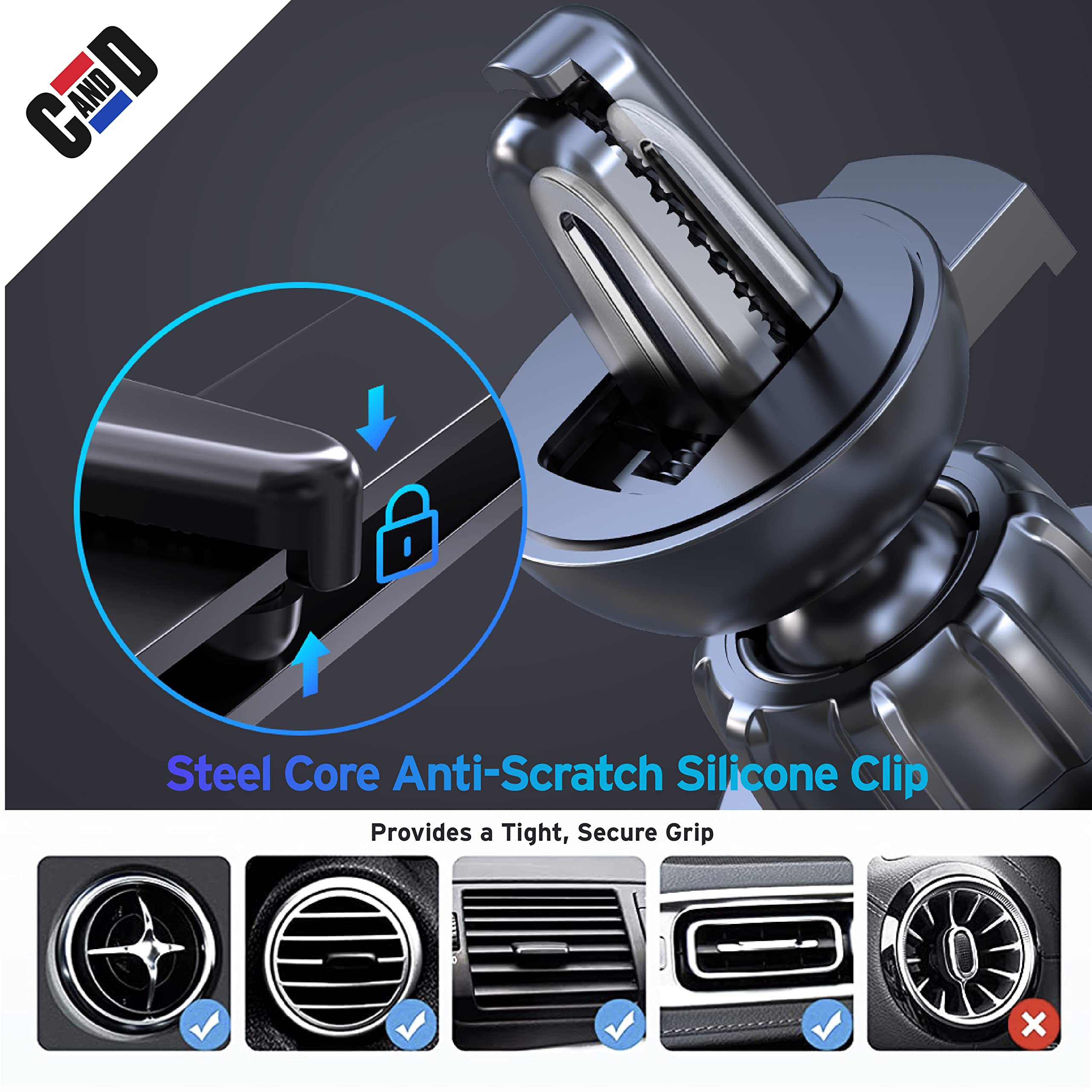 Car and Driver 2-In-1 Magnetic Wireless Charging Pad and Vent Mount
