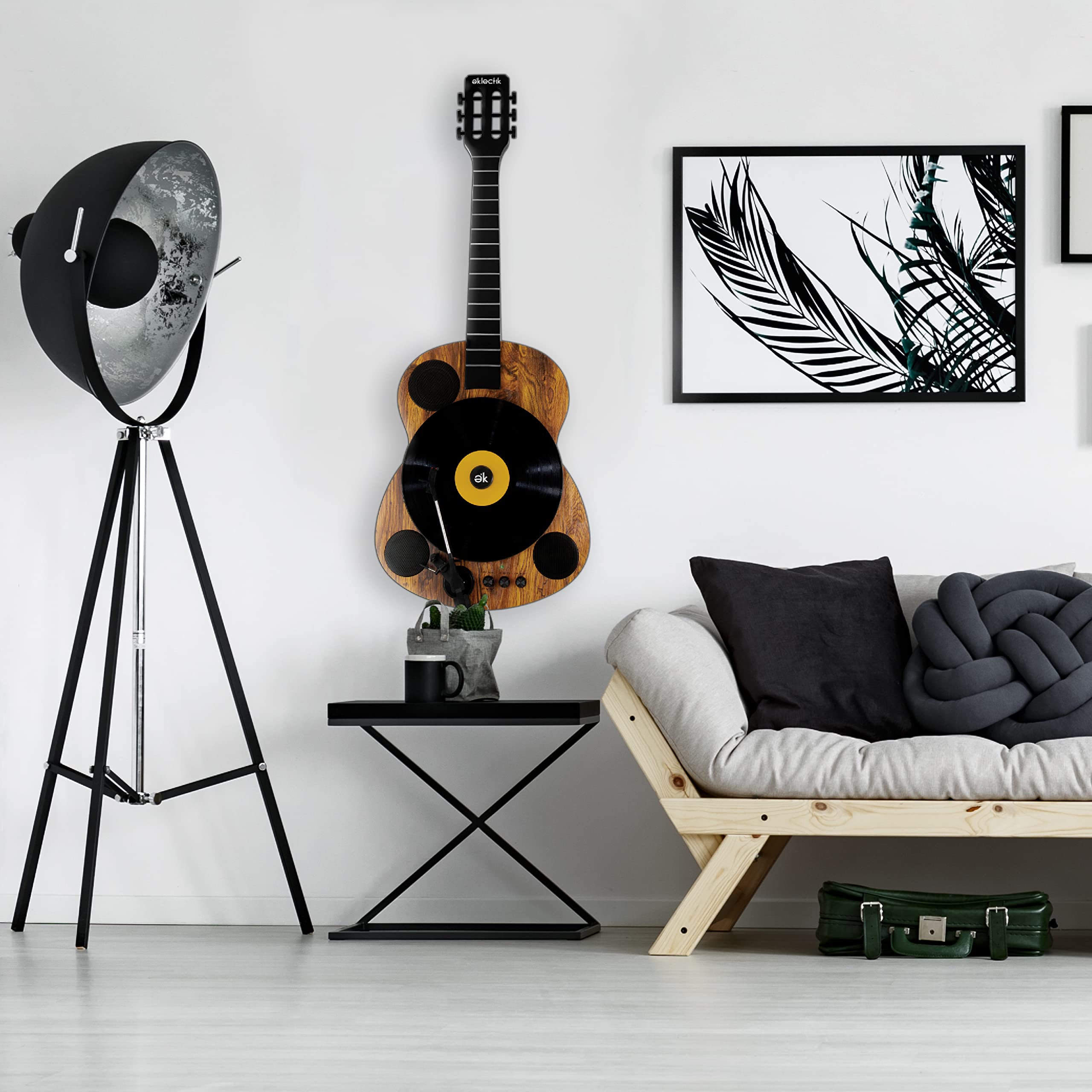 Eklectik Bluetooth Record Player Vertical Turntable Guitar Built-in Stereo Speakers