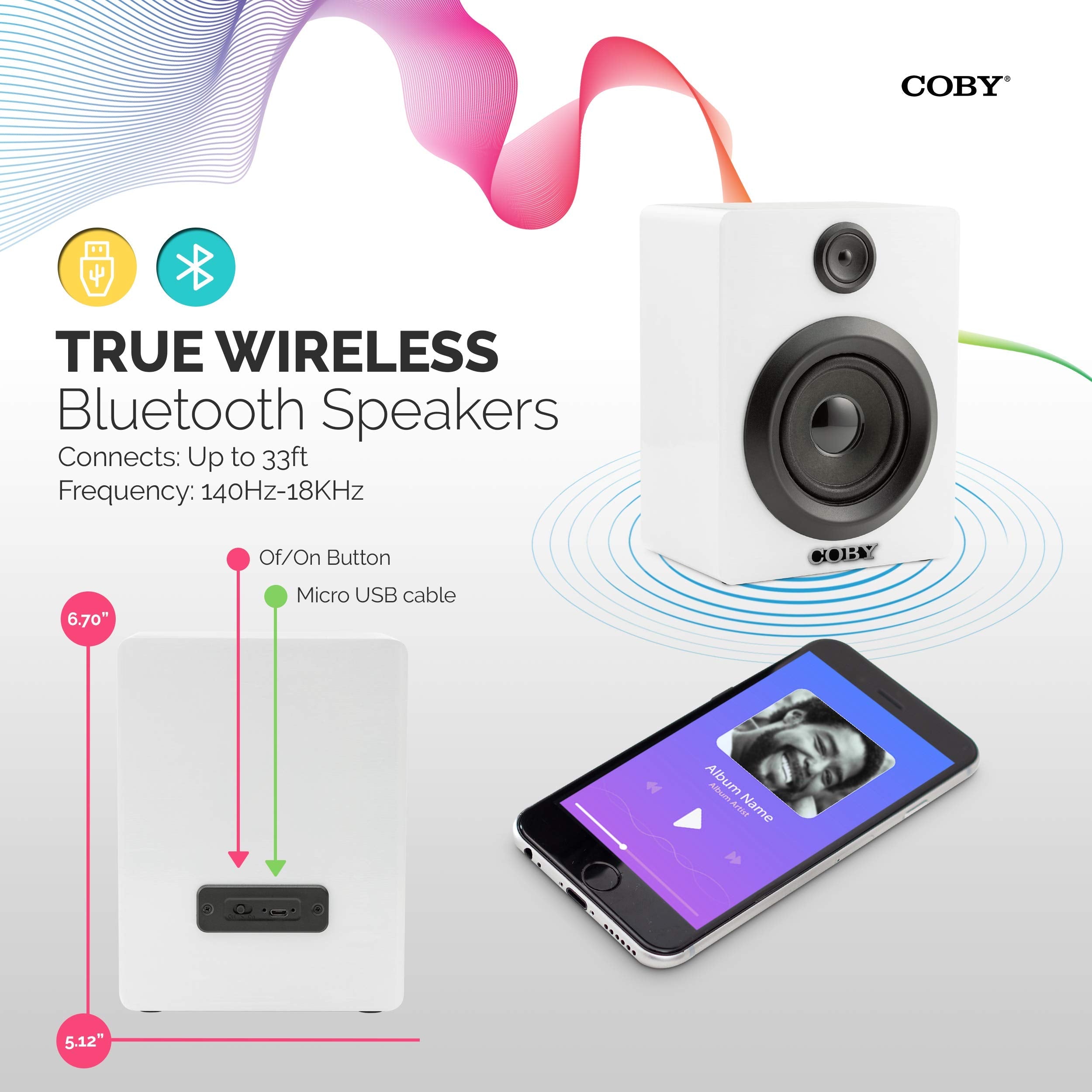 Coby Wireless Rechargeable Bluetooth Mini Speakers