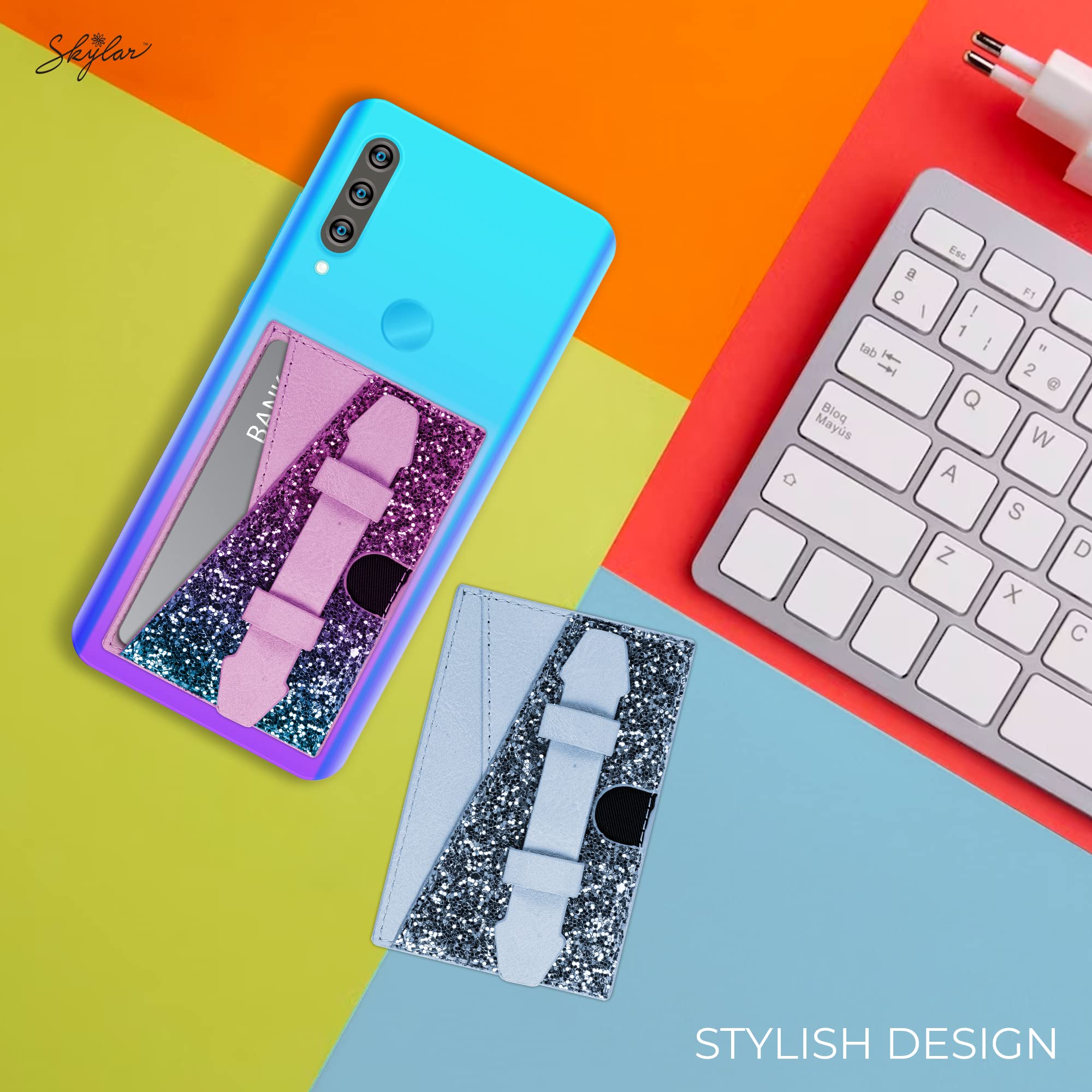 SKYLAR Stick-On Credit Card ID Holder Smartphone Violet