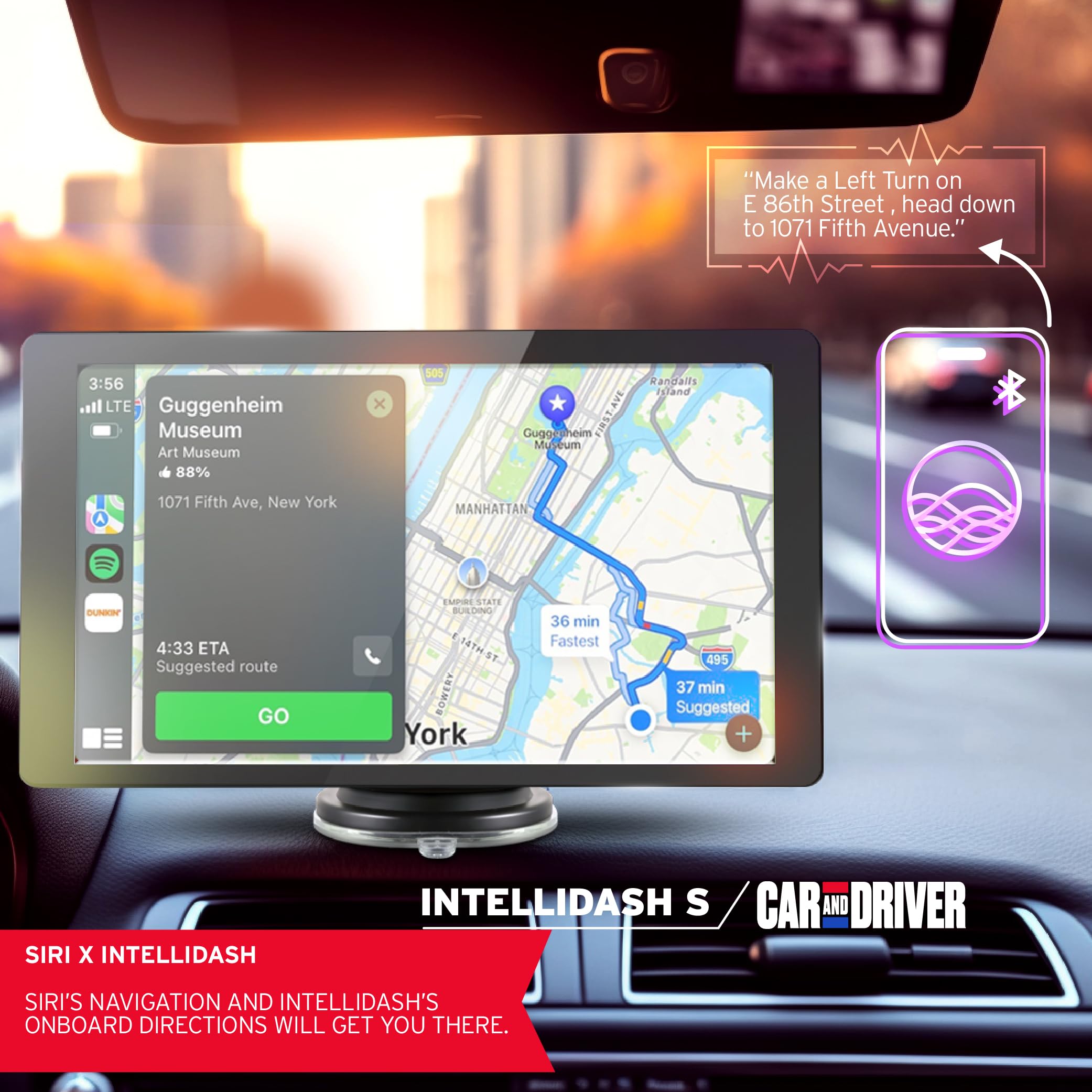 Car and Driver INTELLIDASH Slim with Apple Carplay and Android Auto