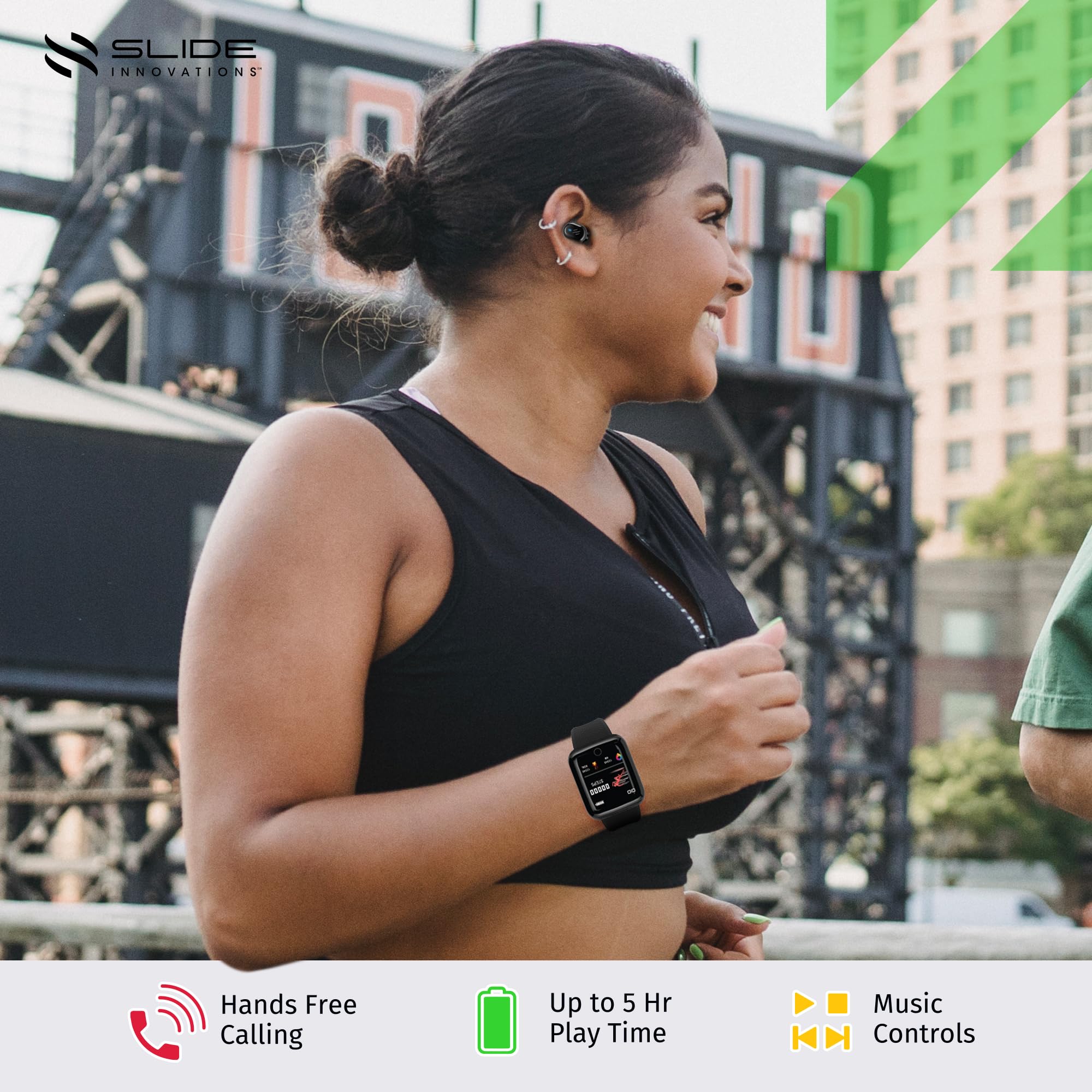 SLIDE Fitness Tracker Wireless Earbuds Combo Blood Pressure Monitor