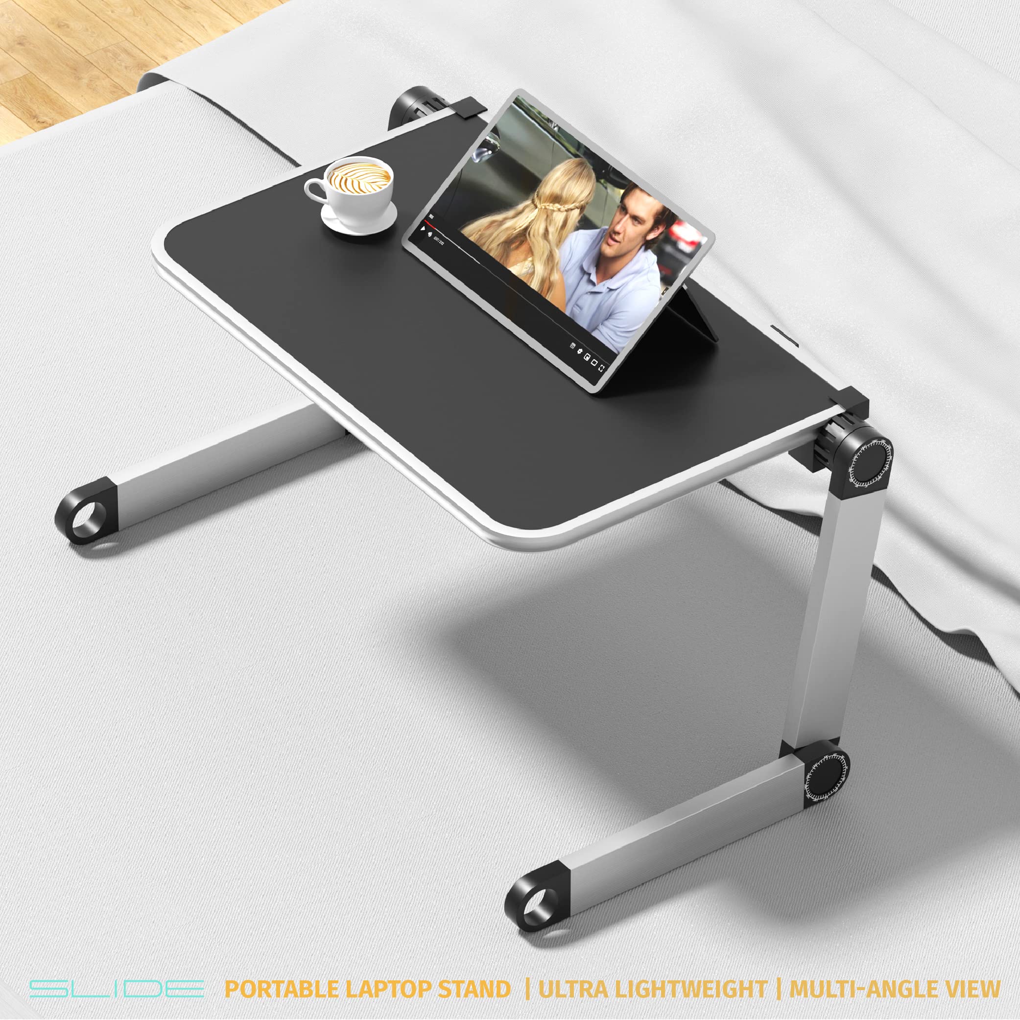 SLIDE Portable Metal Laptop Stand Desk Adjustable Height Angle Control