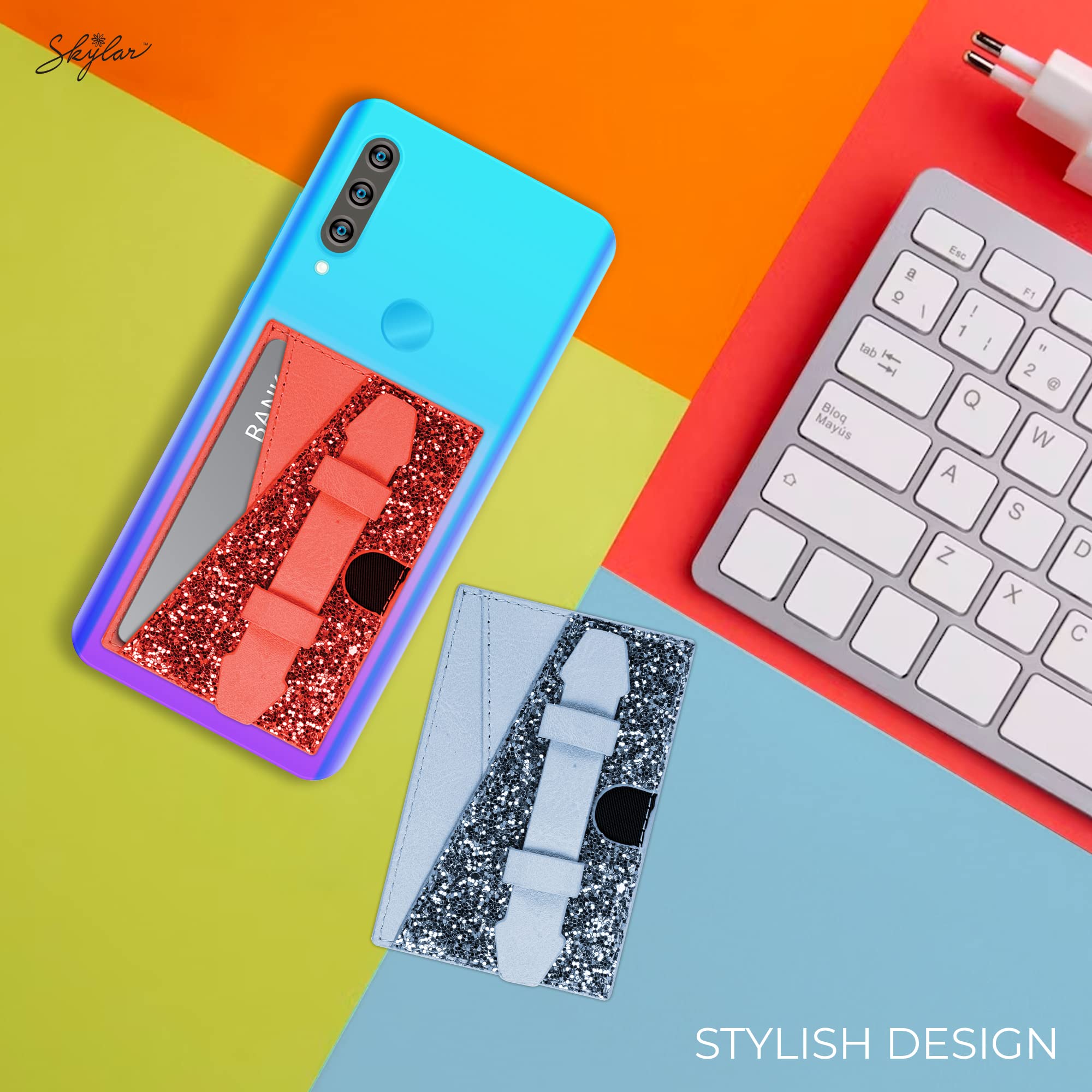 SKYLAR Stick-On Credit Card ID Holder Smartphone Violet