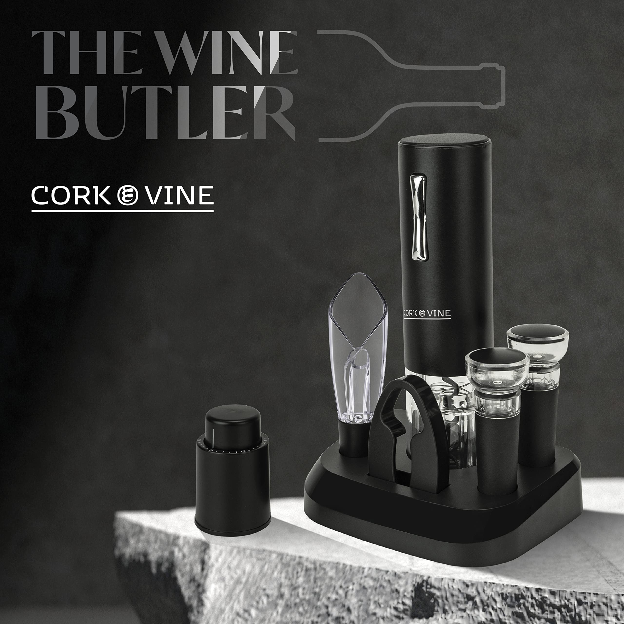 Cork & Vine Rechargeable 7-Piece Wine Set