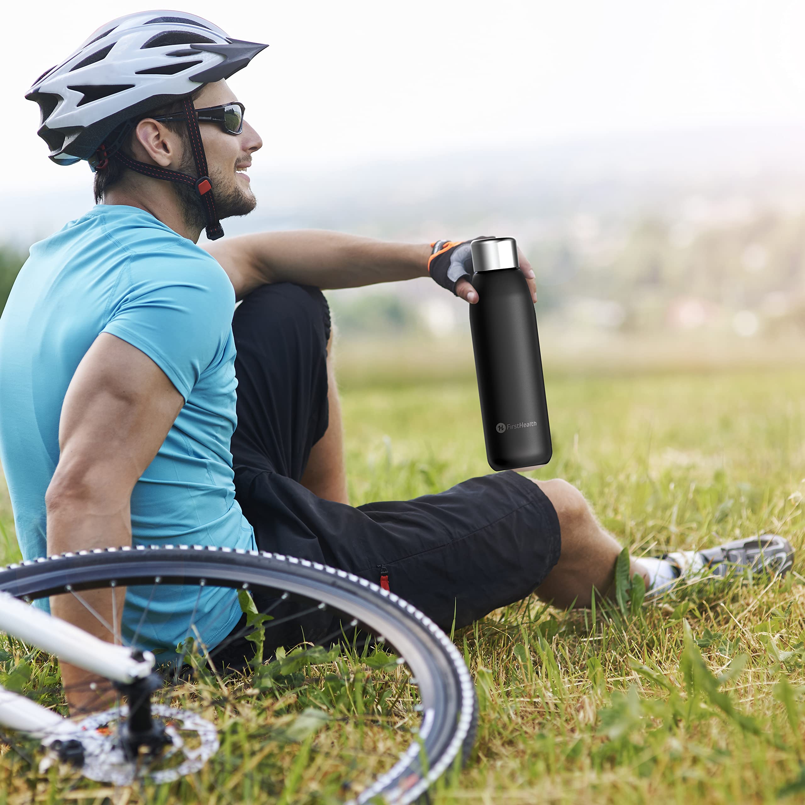 First Health Self Cleaning Insulated Stainless-Steel UV Water Bottle