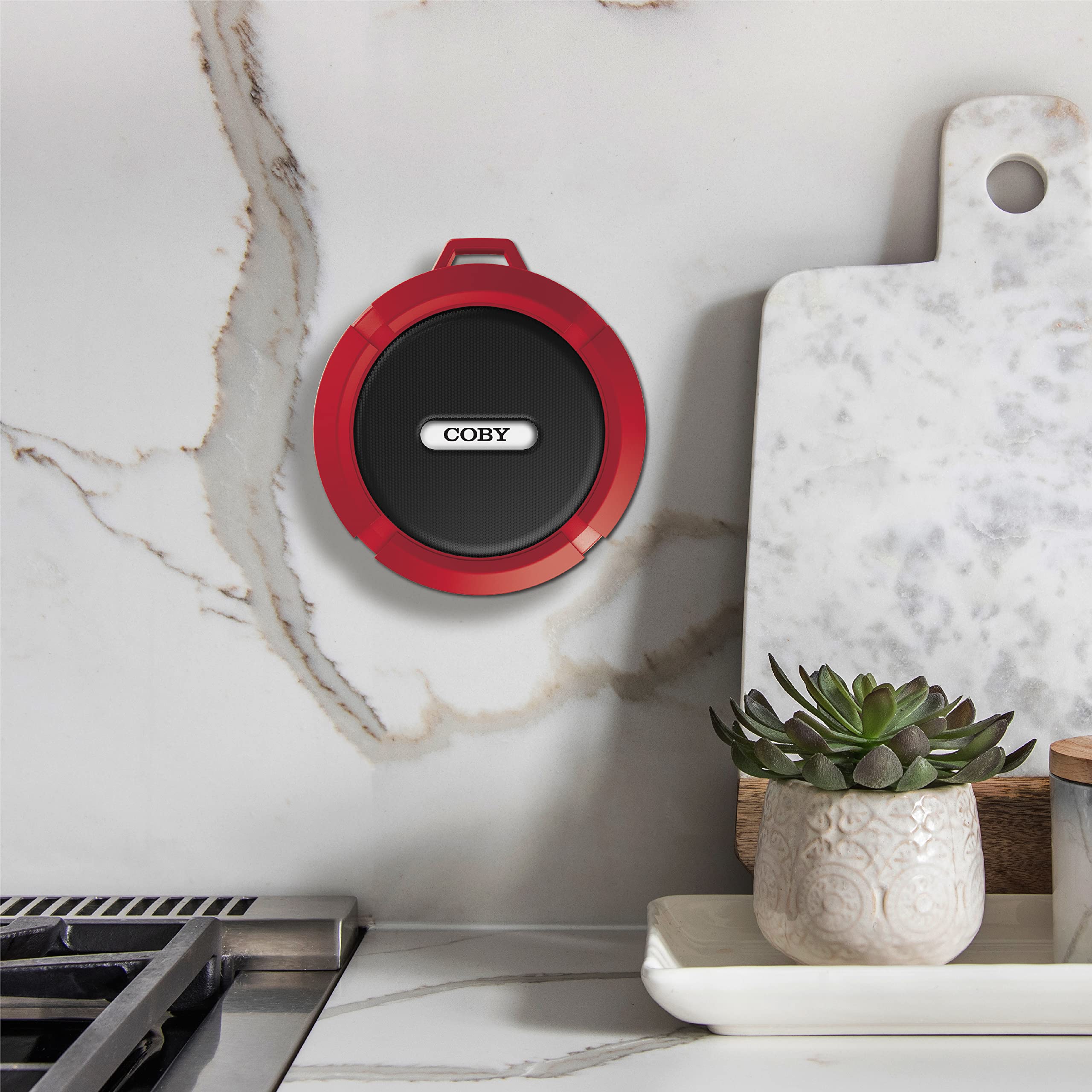 Coby Rugged Gear Bluetooth-Speaker, Red Bluetooth-Shower-Speaker