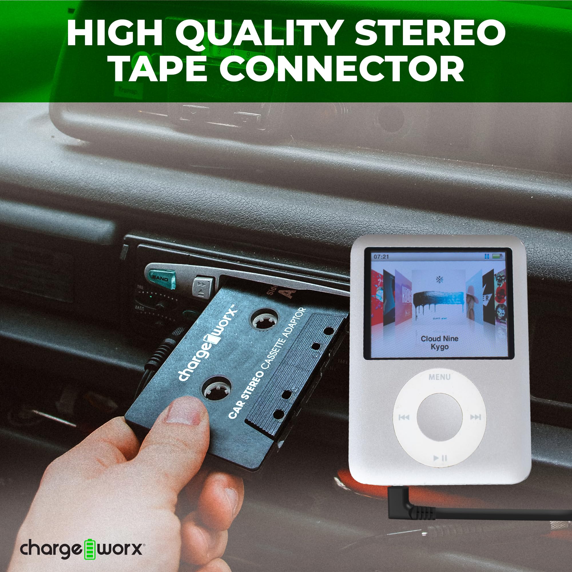 Chargeworx Car Cassette Adapter 3.5mm Aux