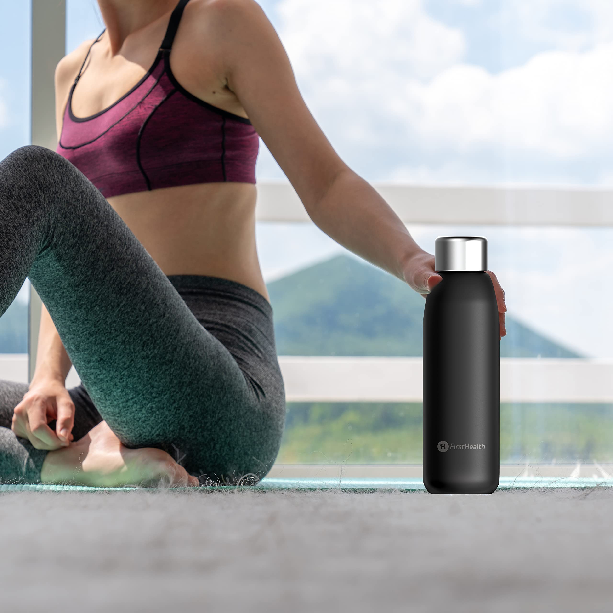 First Health Self Cleaning Insulated Stainless-Steel UV Water Bottle