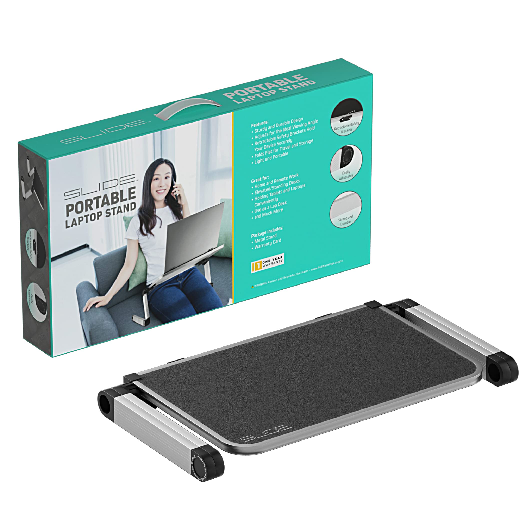 SLIDE Portable Metal Laptop Stand Desk Adjustable Height Angle Control