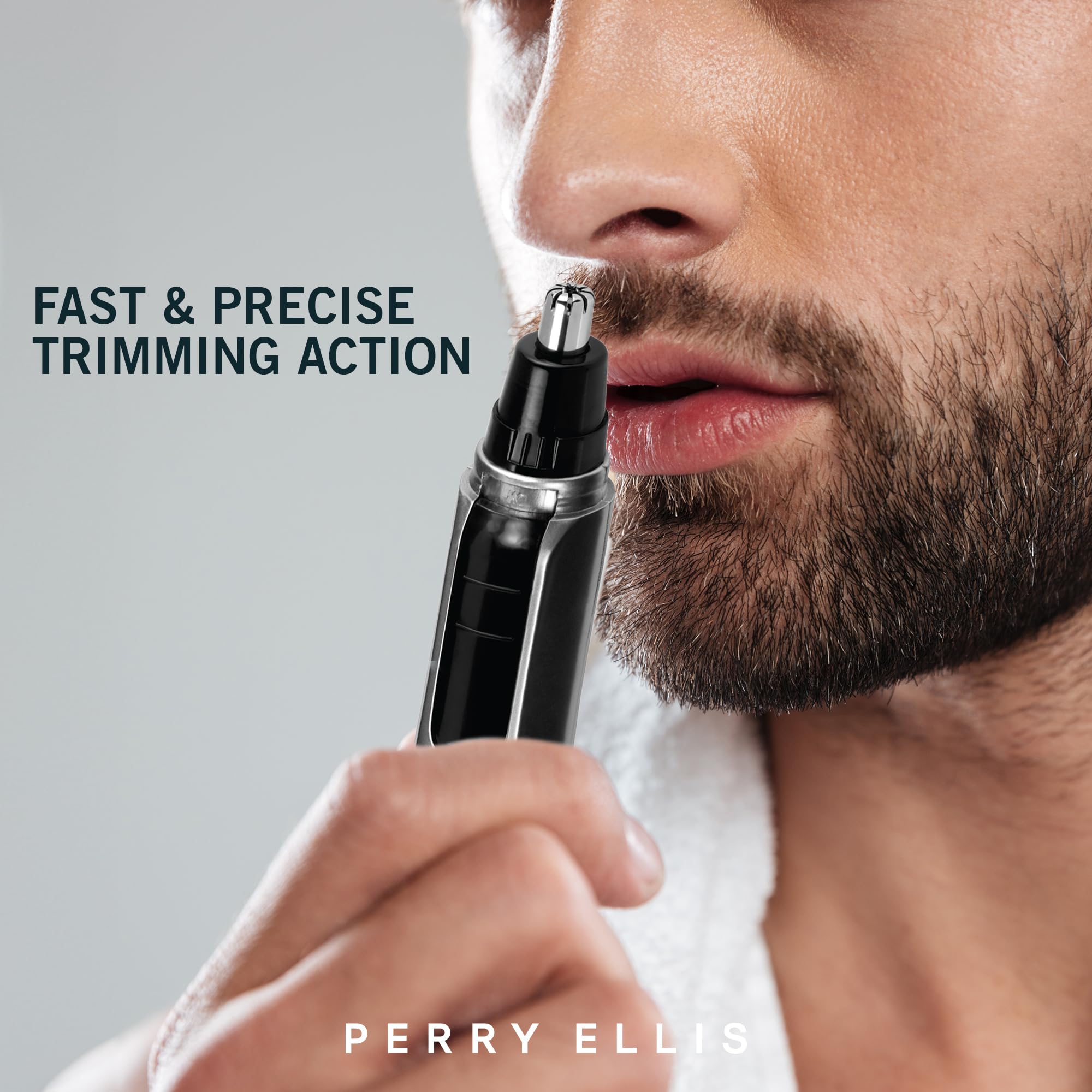 Perry Ellis Grooming Duo: Rechargeable Shaver, Nose & Ear Trimmer, 3 Foil Blades, Washable