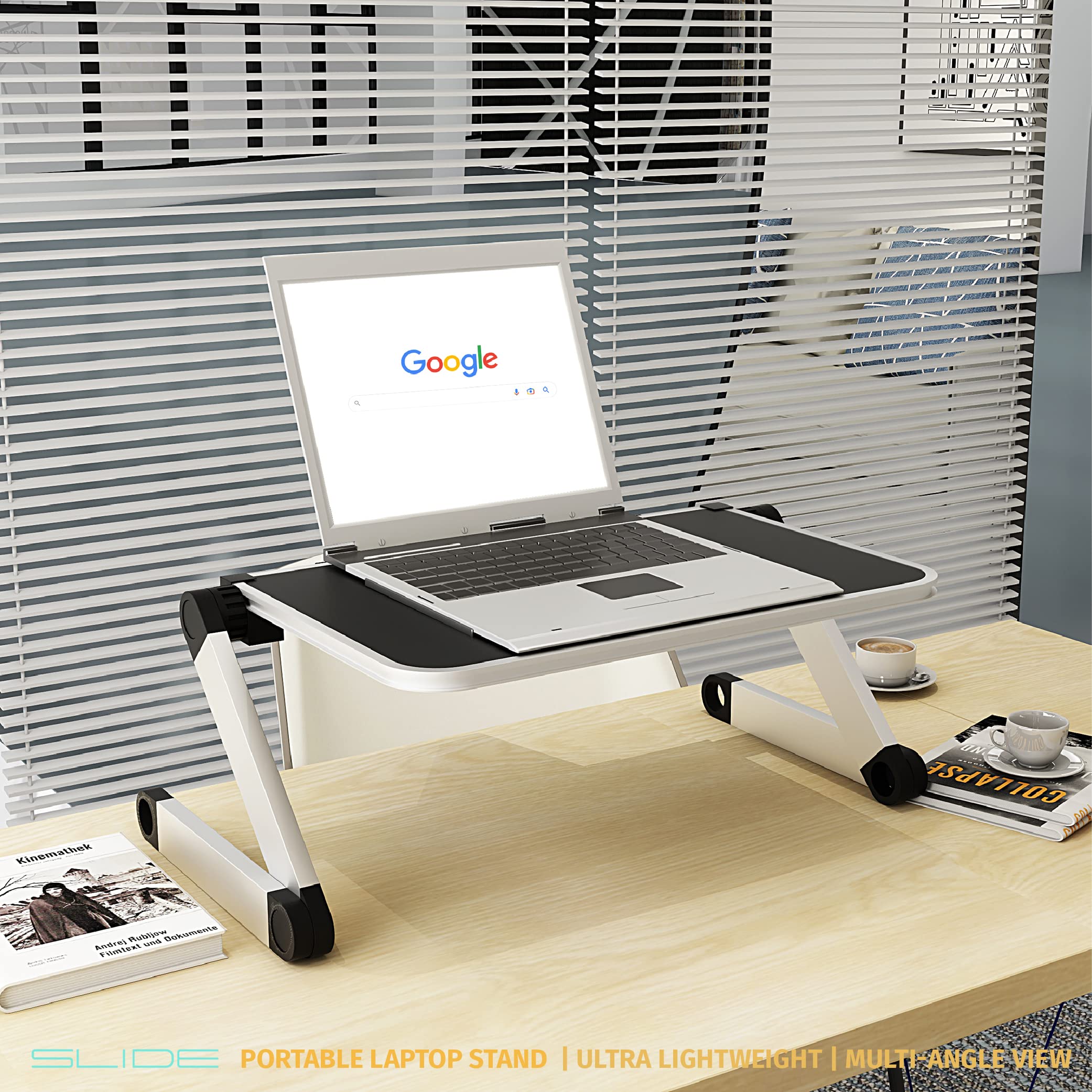 SLIDE Portable Metal Laptop Stand Desk Adjustable Height Angle Control