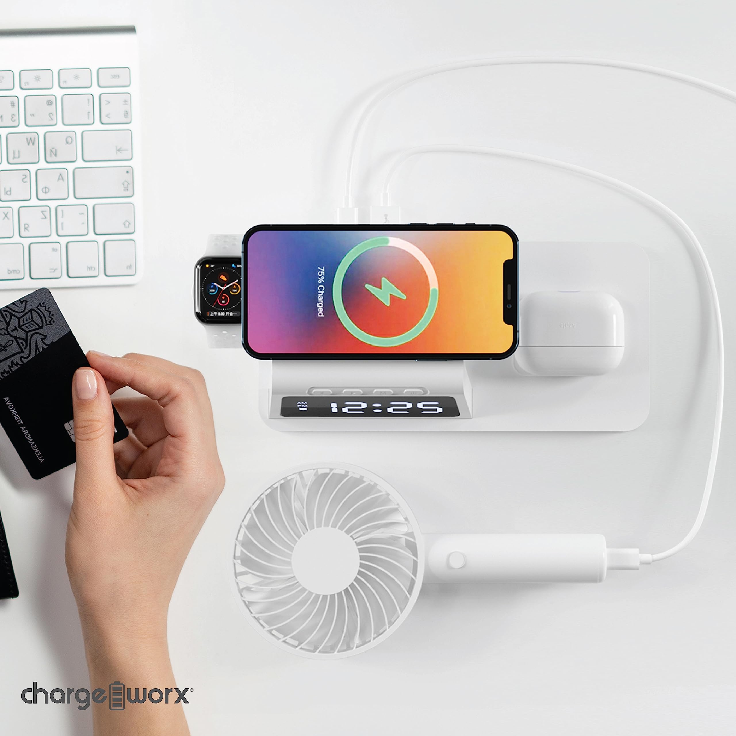 Chargeworx 4-in-1 Wireless Charge Alarm Clock
