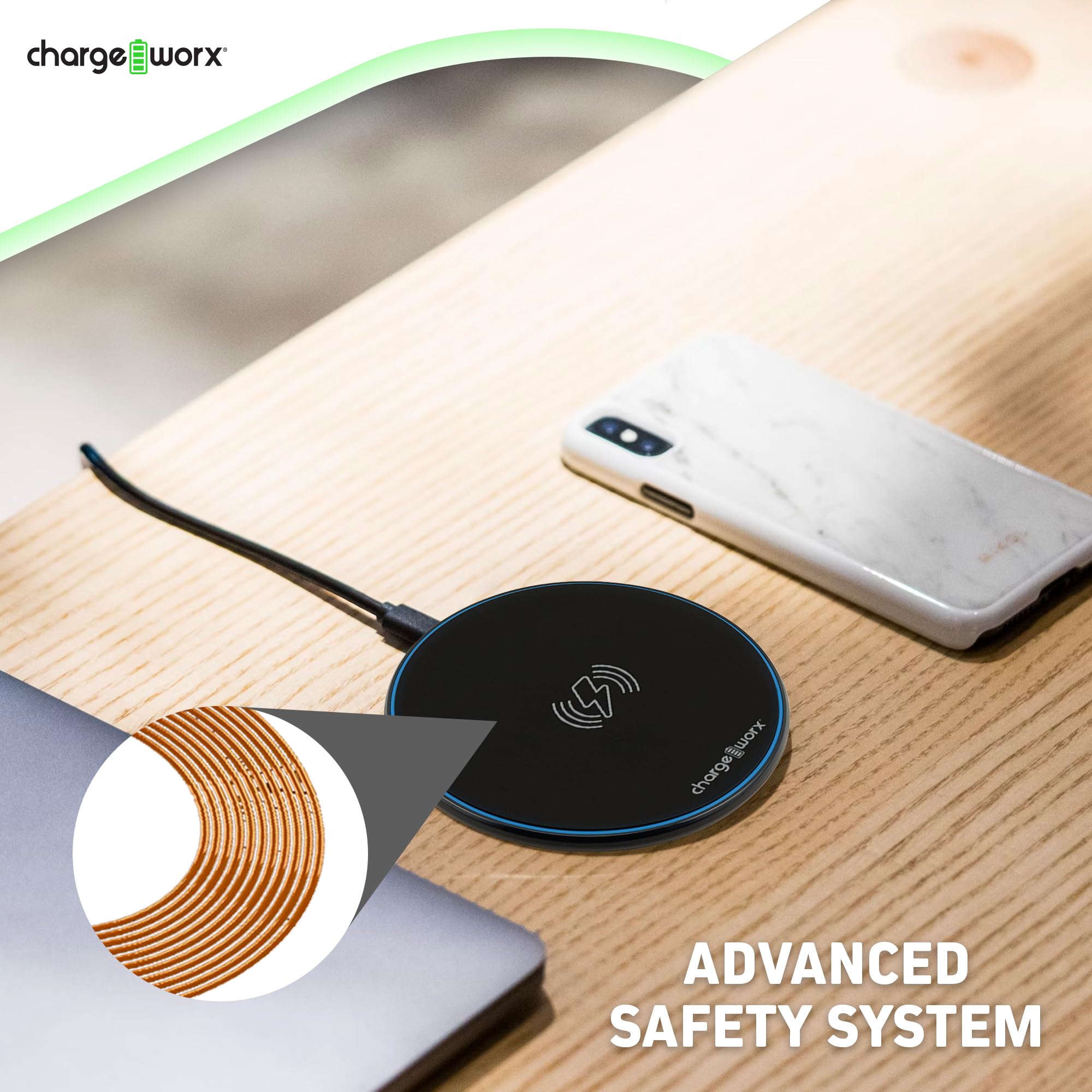 Chargeworx Compact Wireless Charging Pad 10W LED Indicator