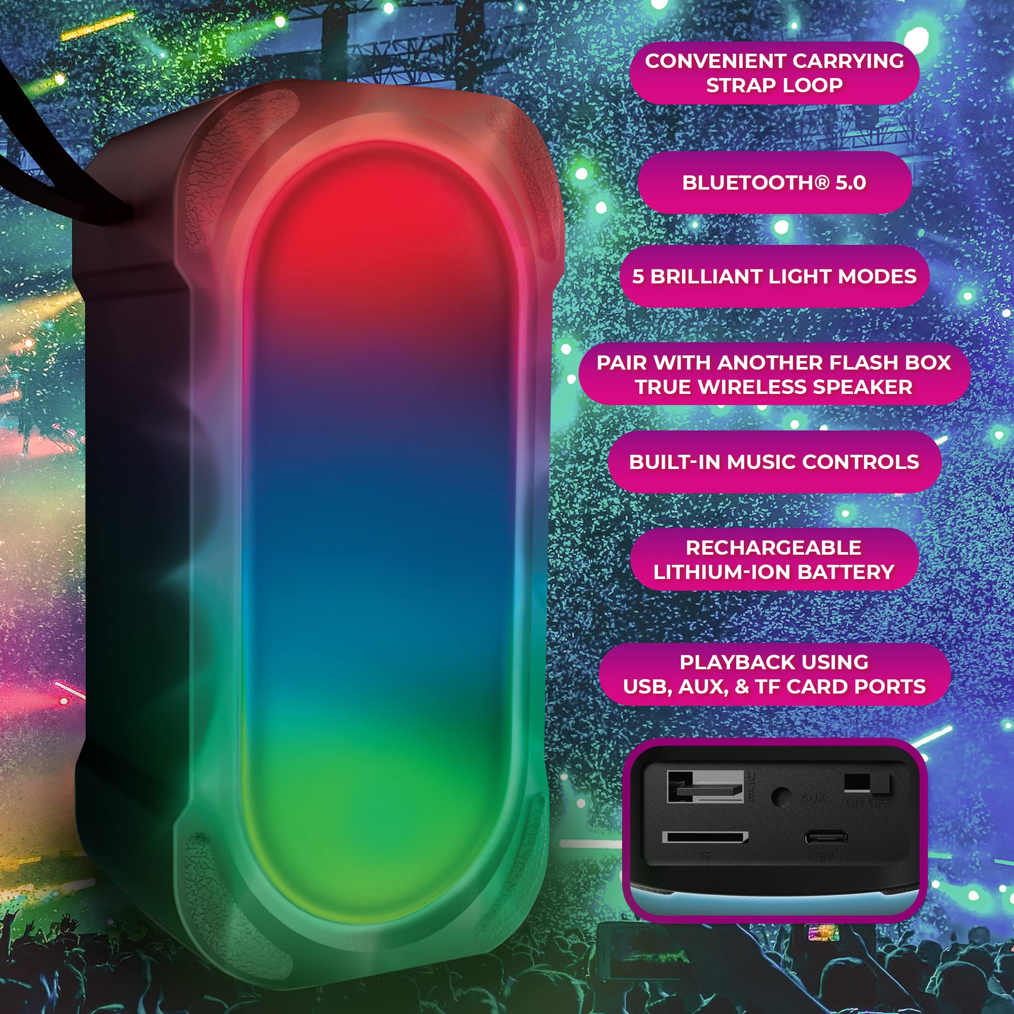 Coby True Wireless Bluetooth Speaker | Flame-Front
