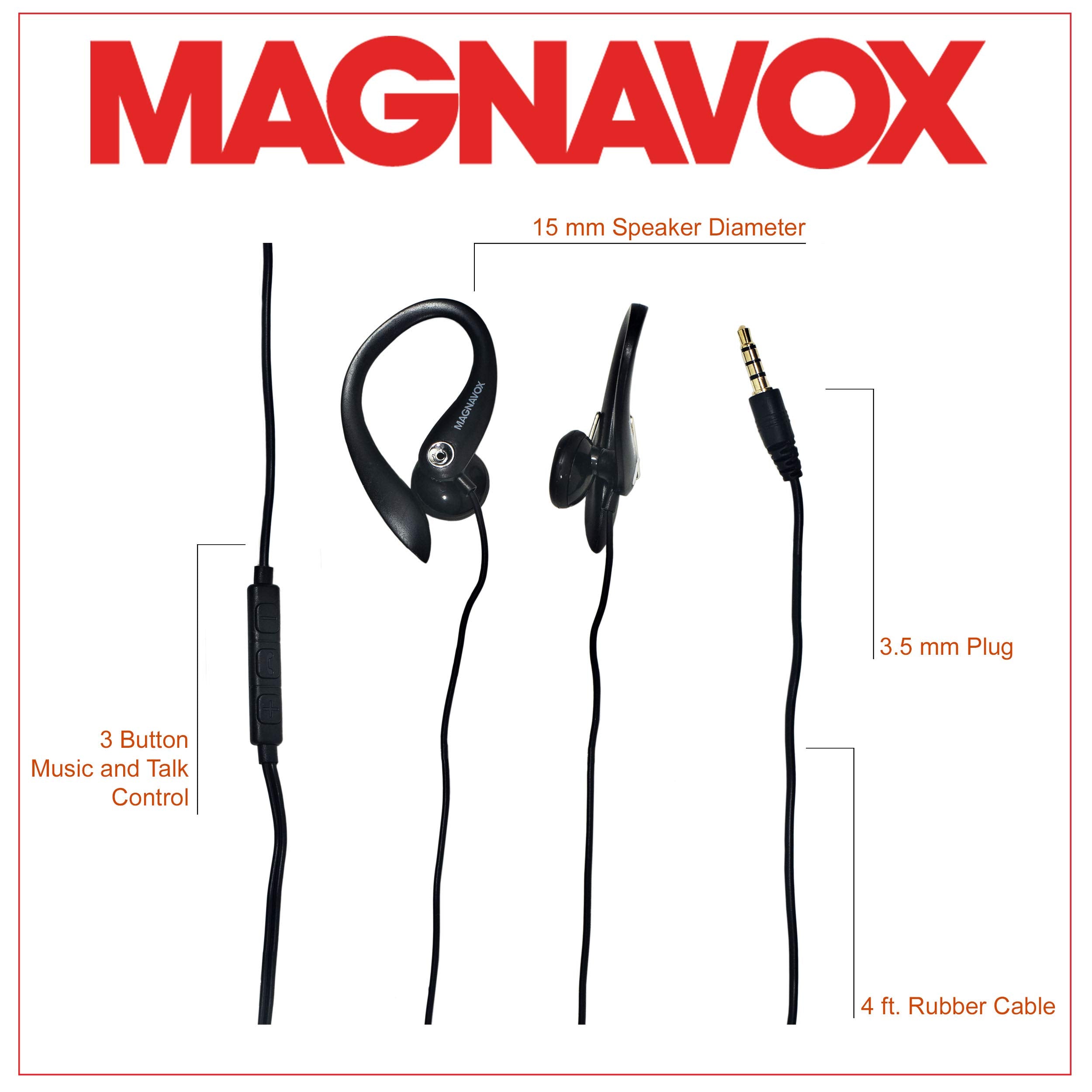 Magnavox MHP4854-BK Earhook Earbuds