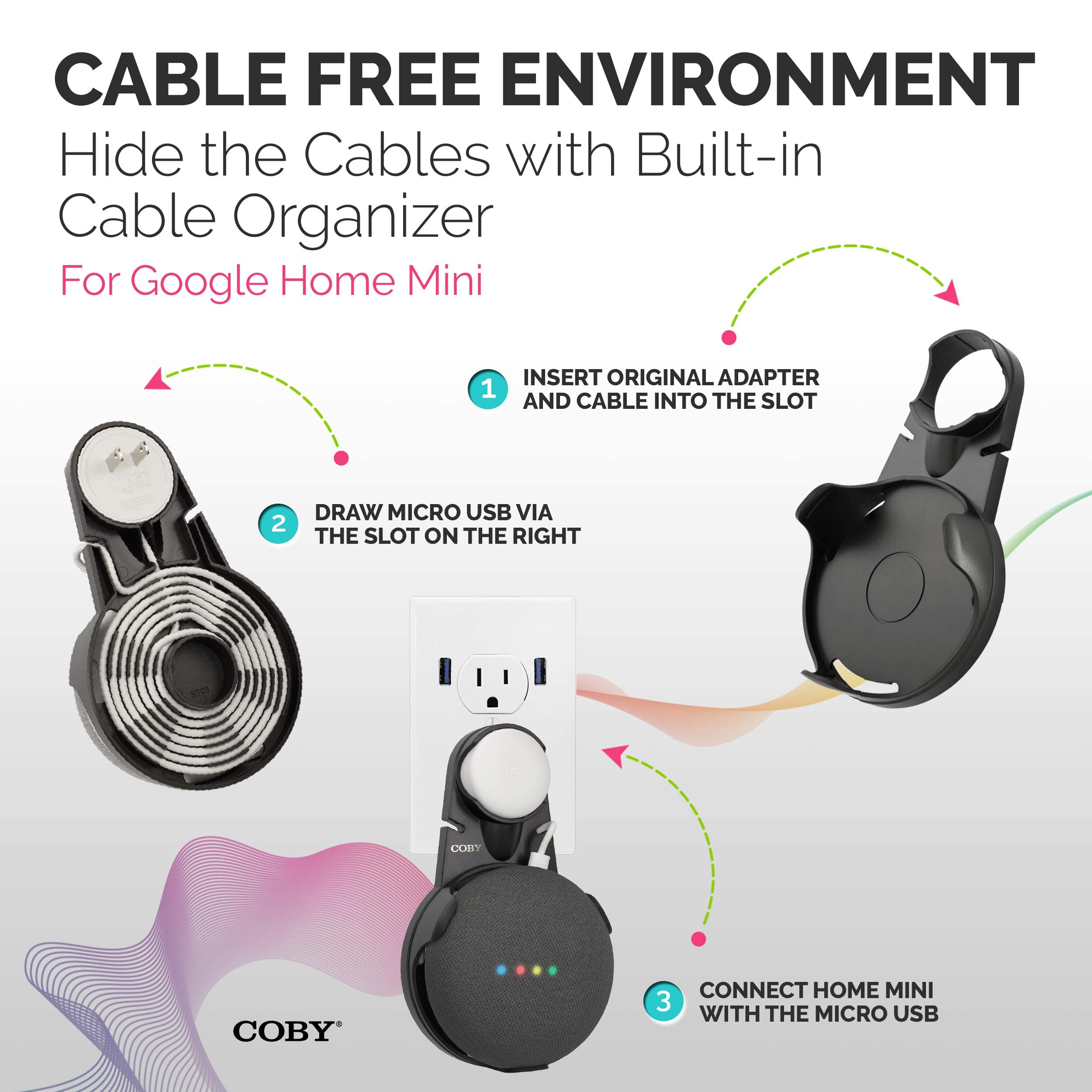 Coby Wall Outlet Mount Holder for Google Home