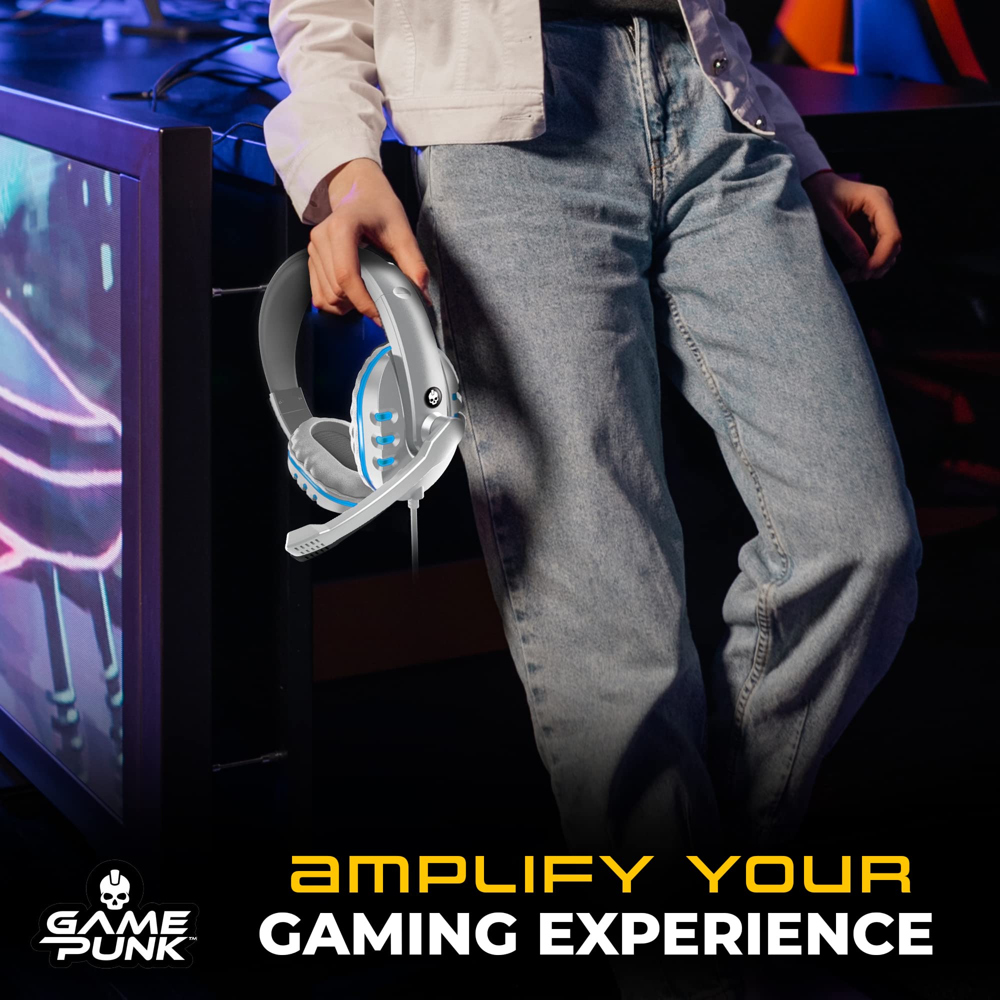 GamePunk NightOwl LED Wired Gaming Headset with Microphone (White)