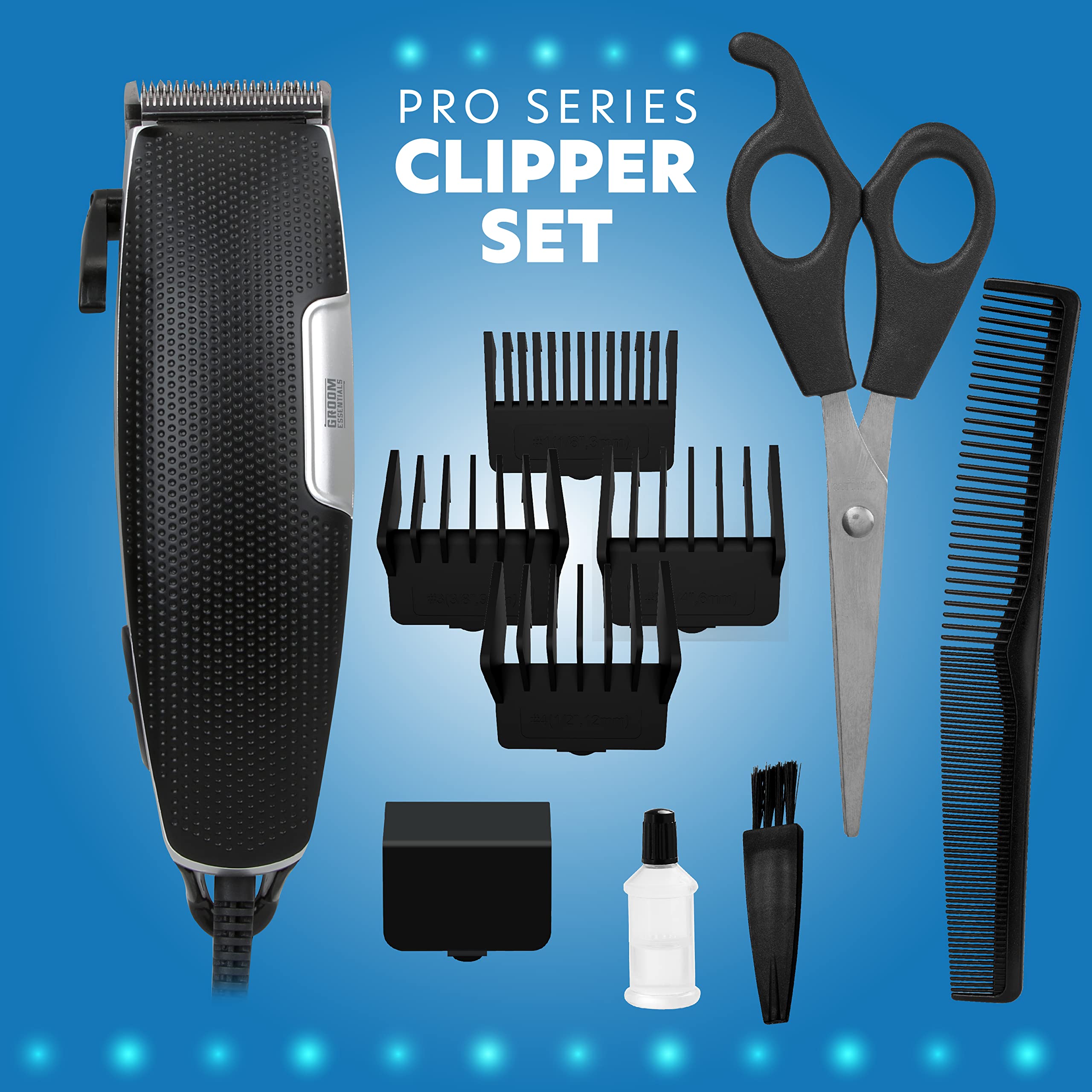 Groom Essentials 10-PC Professional Hair Clippers for Men
