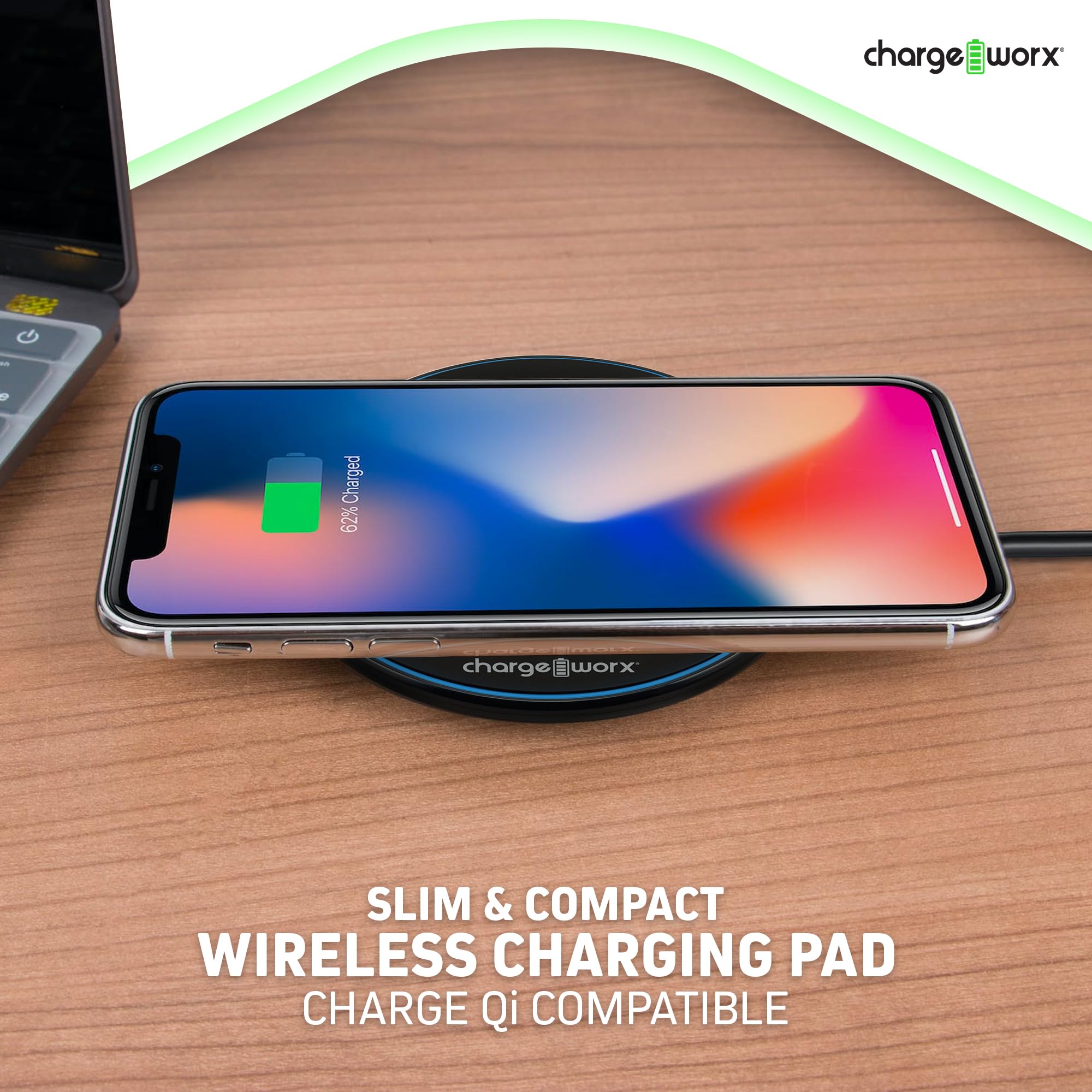 Chargeworx Compact Wireless Charging Pad 10W LED Indicator