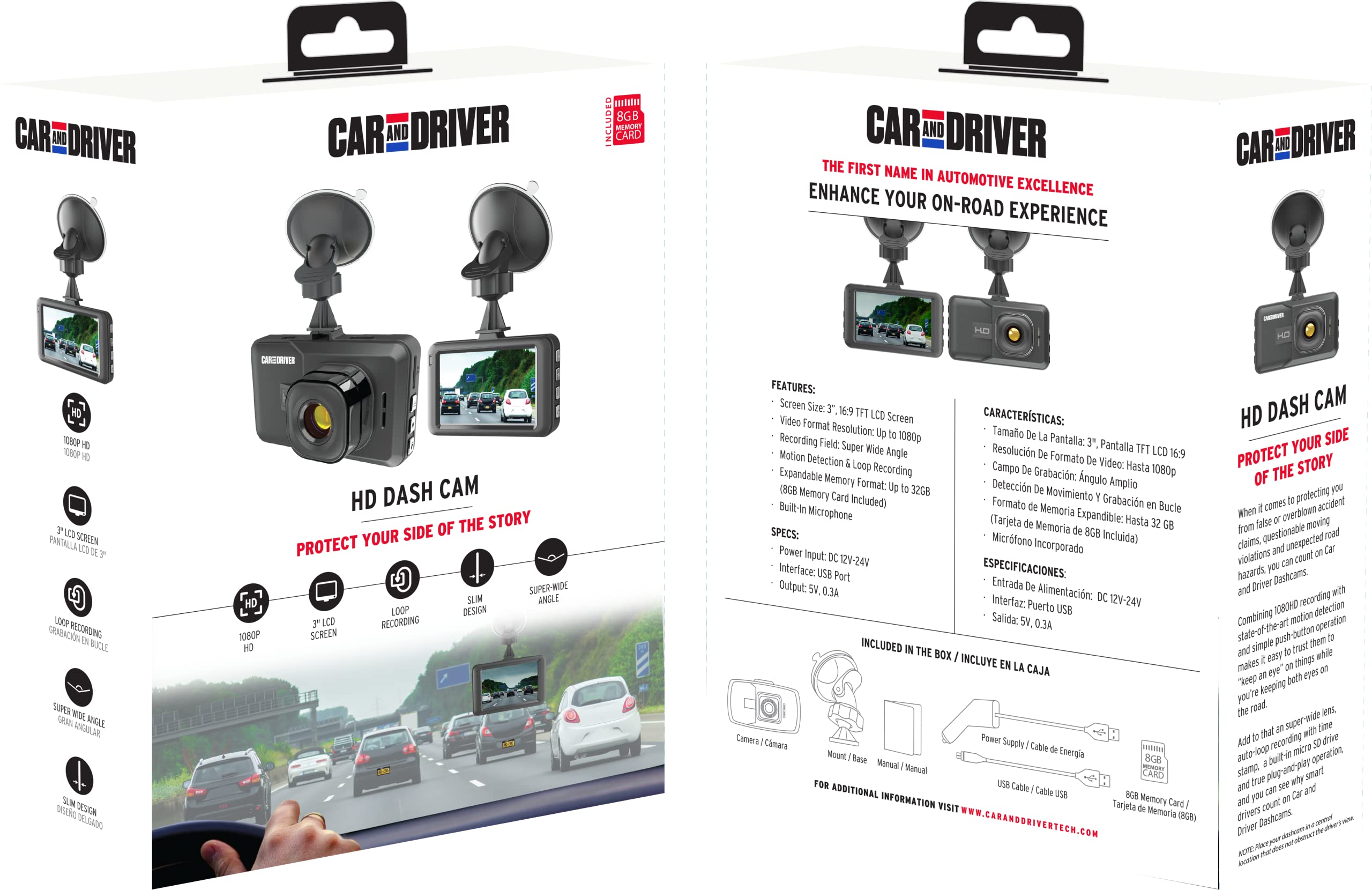 Car and Driver 1080p HD Car Dash Cam with 3” LCD Screen