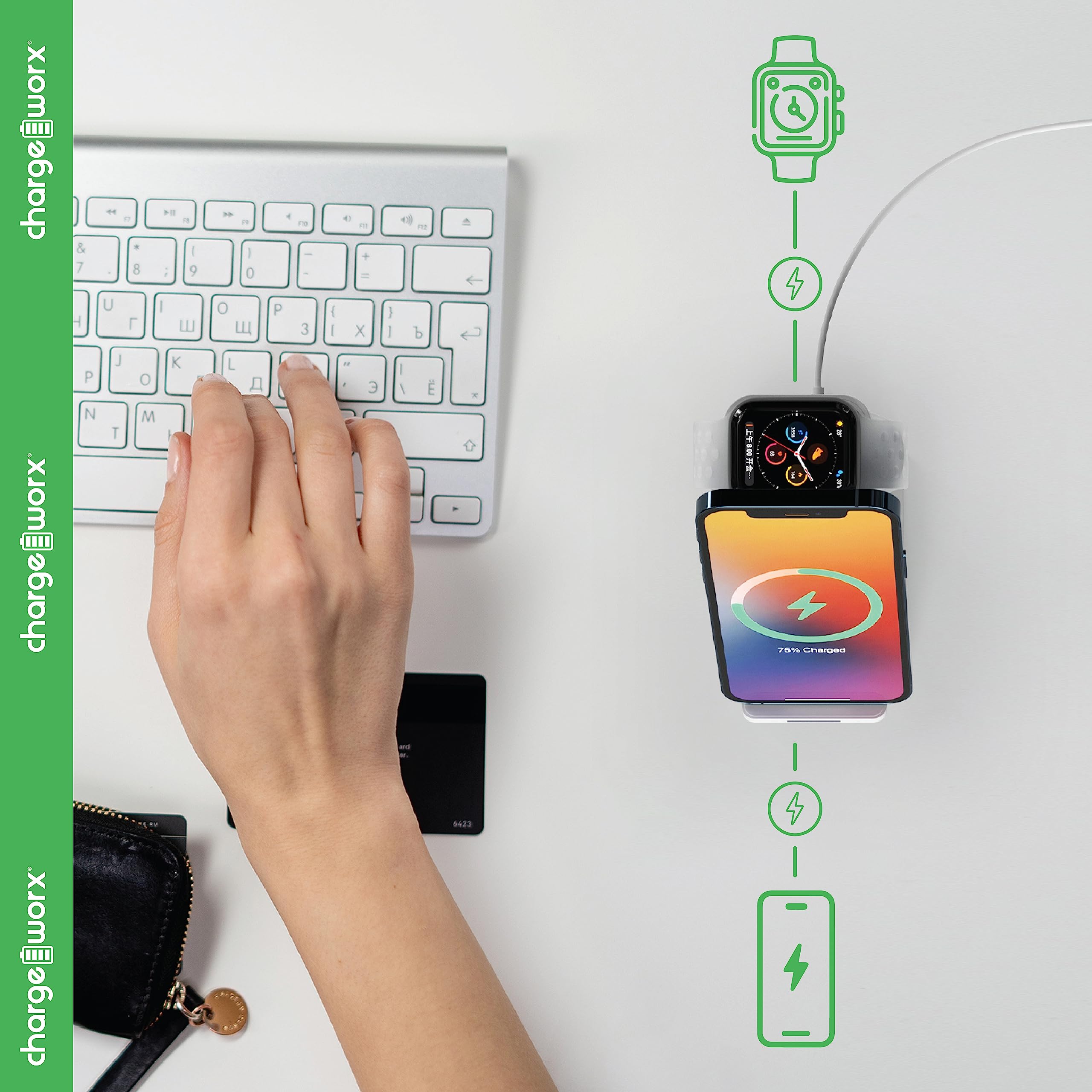 Chargeworx 3-in-1 Multi-Charging Stand 15W Clutter-Free Black