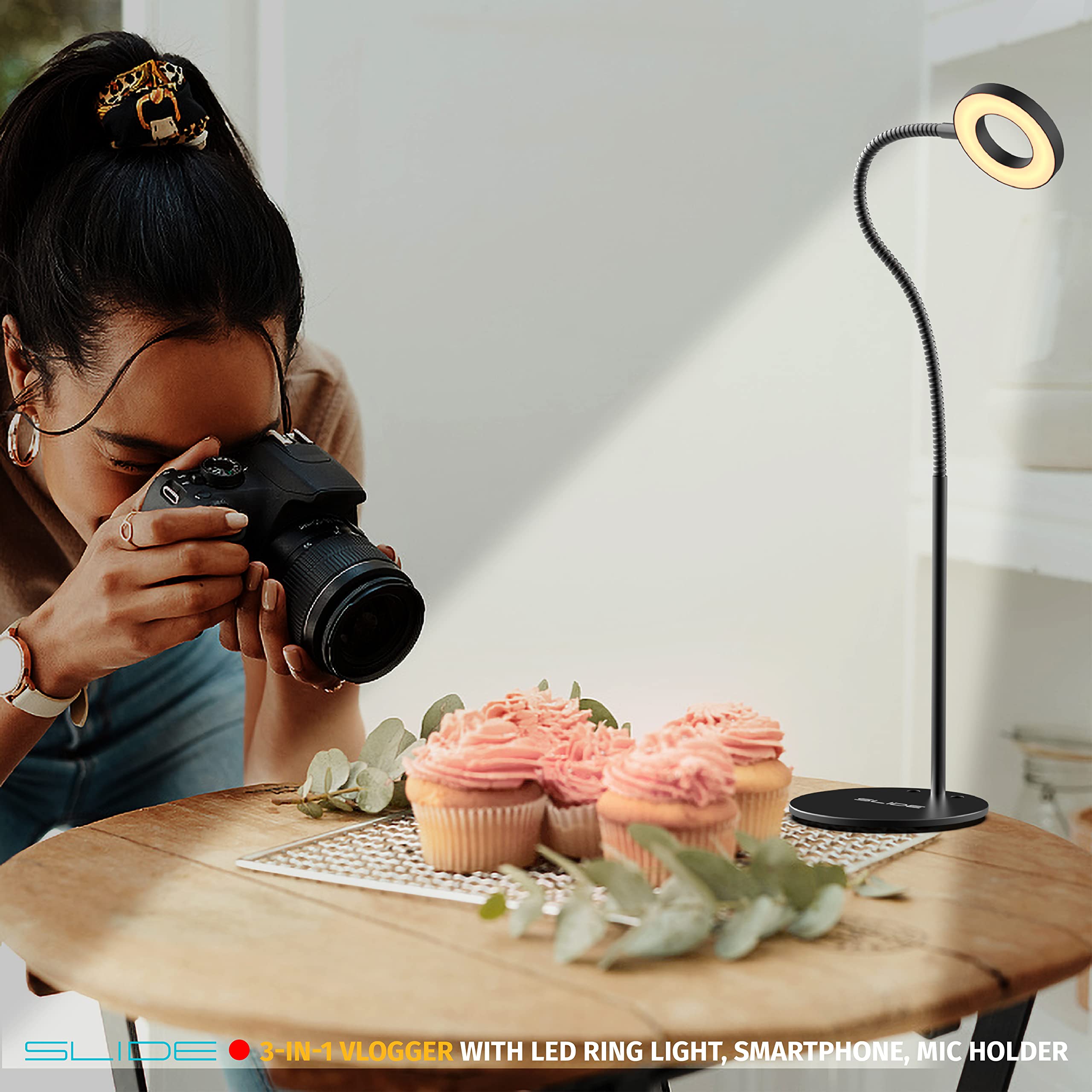 Slide 3-in-1 Vlogging Kit LED Ring Light Stand Phone Holder