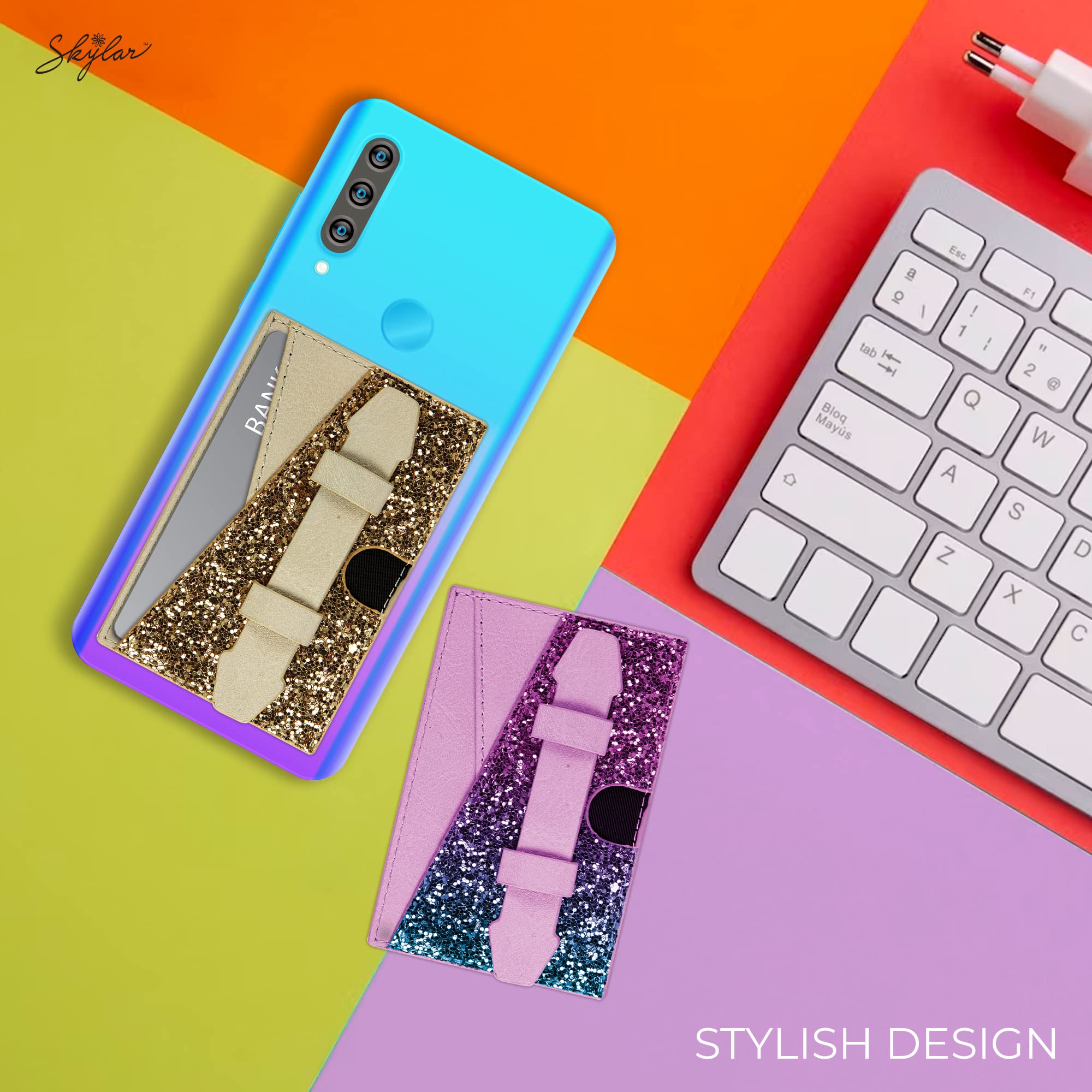 SKYLAR Stick-On Credit Card ID Holder Smartphone Violet