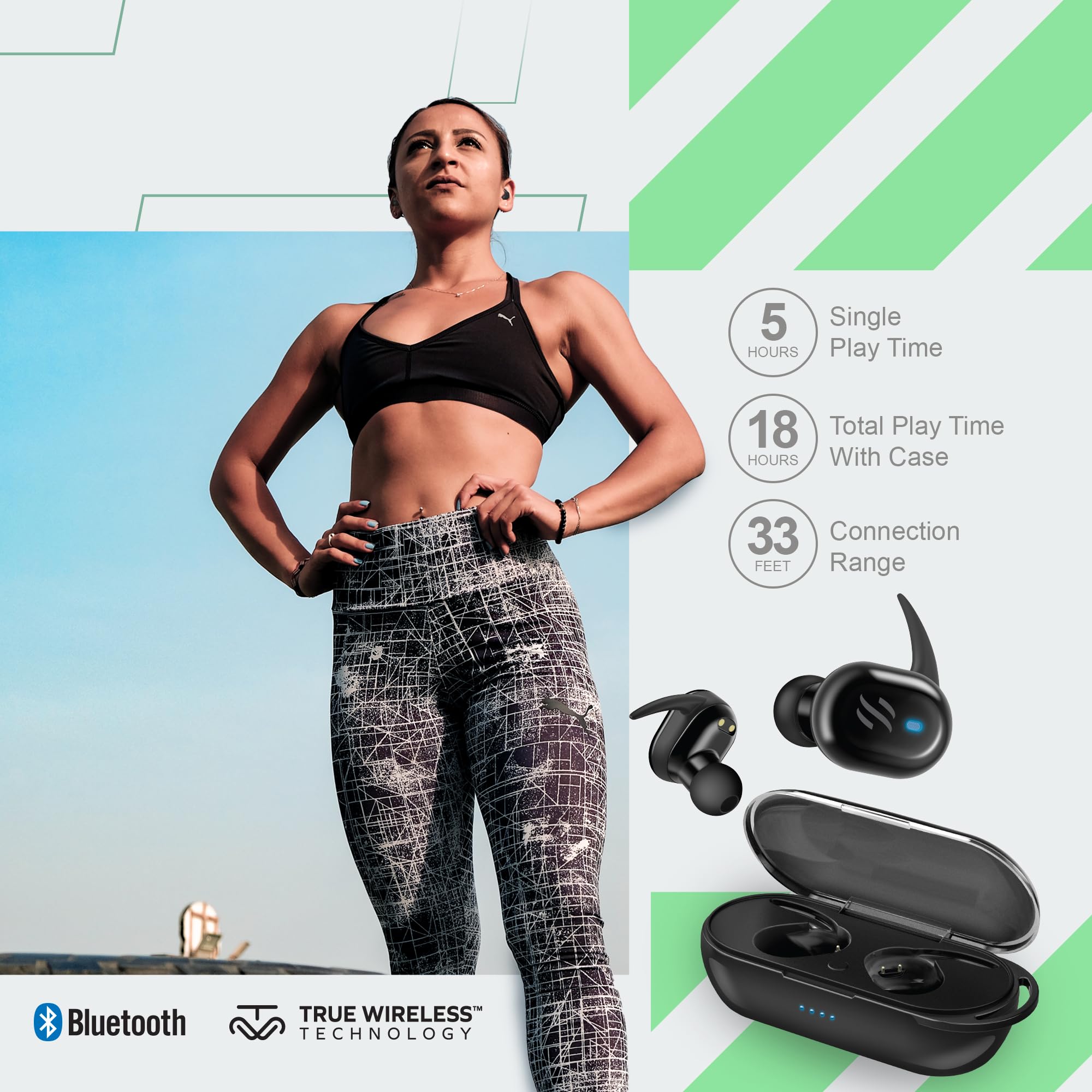 SLIDE Fitness Tracker Wireless Earbuds Combo Blood Pressure Monitor