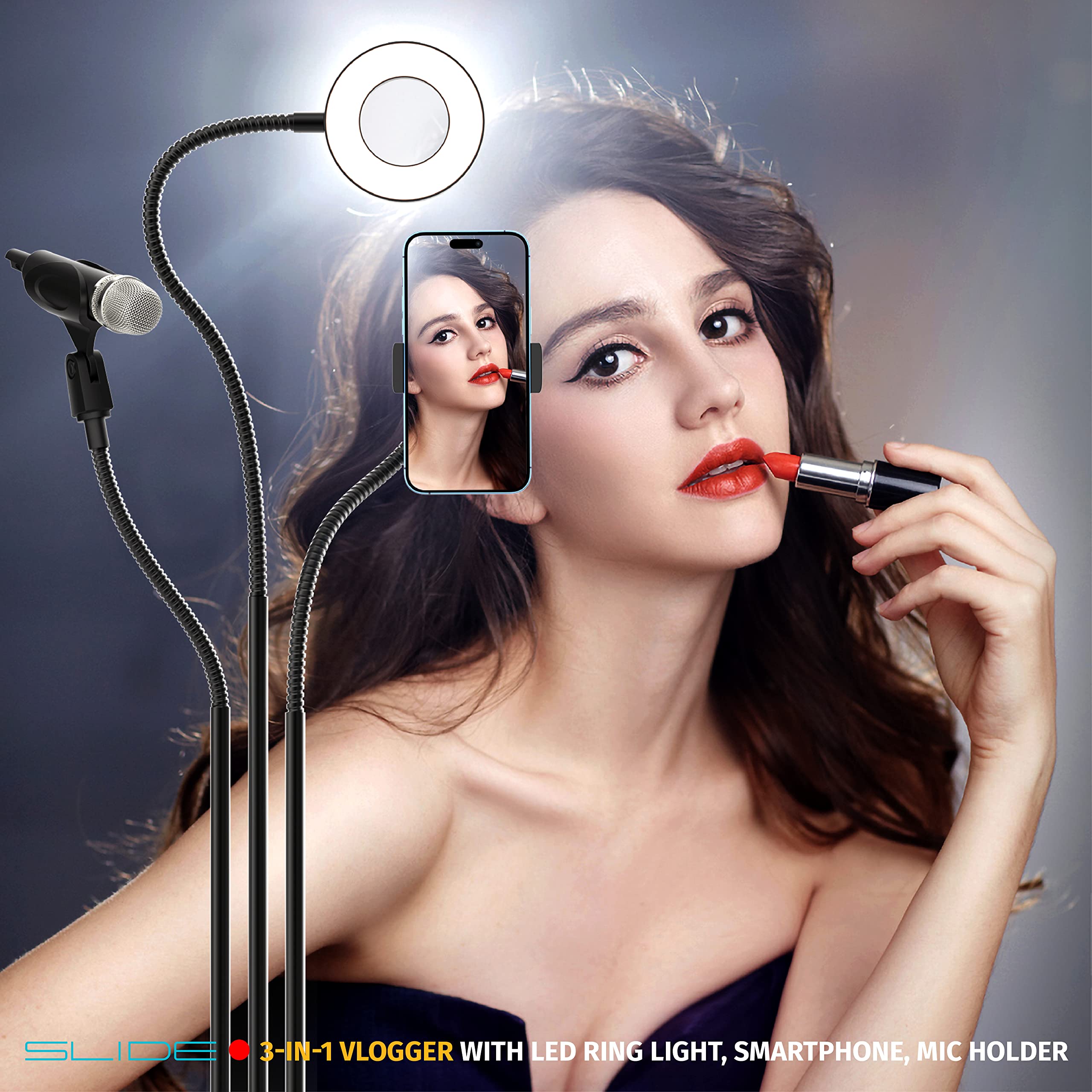 Slide 3-in-1 Vlogging Kit LED Ring Light Stand Phone Holder
