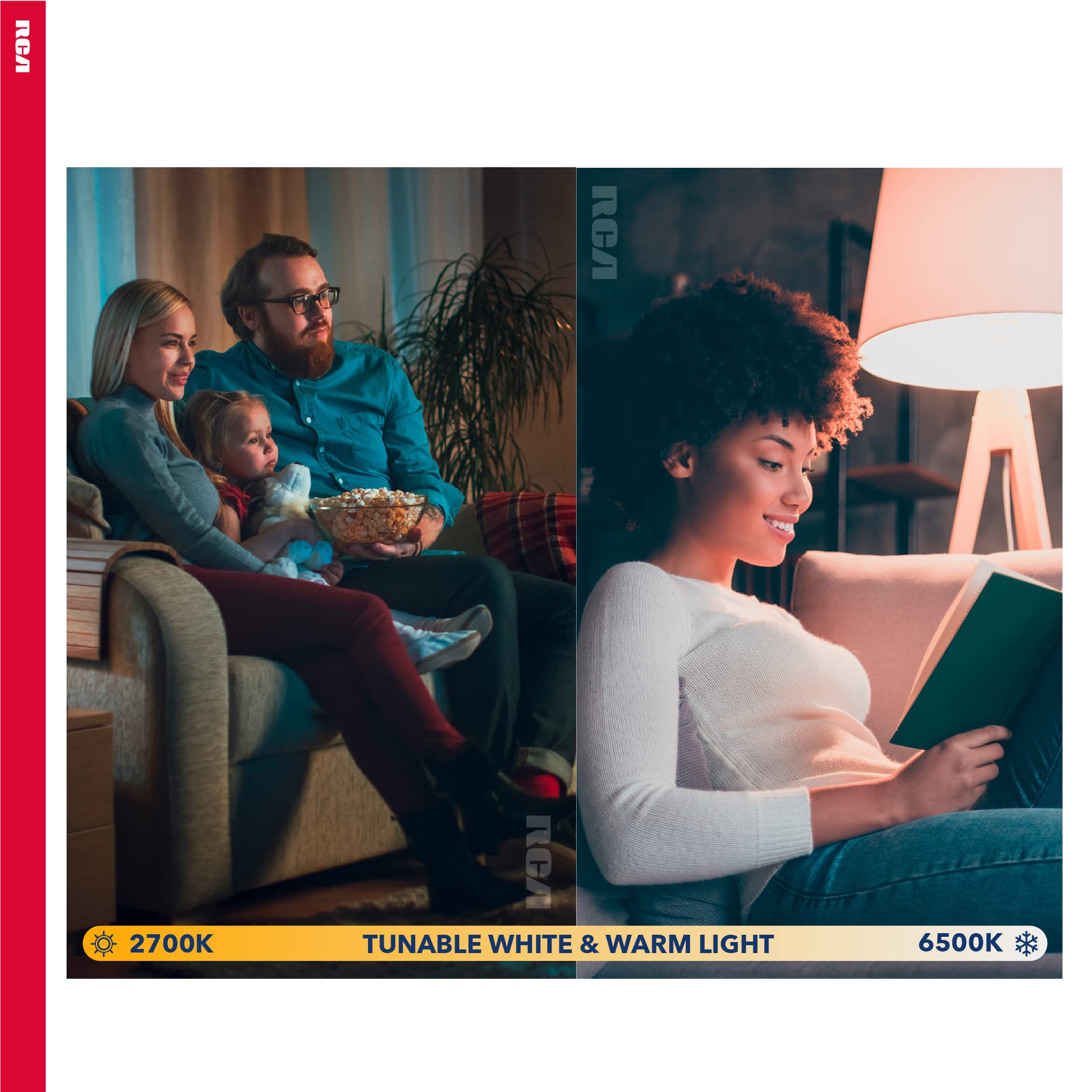 RCA Dimmable Smart Light Bulbs, BR30 WiFi LED, Indoor Flood LED, 9W, 60W Eq, 2700K Soft White, 4-Pack
