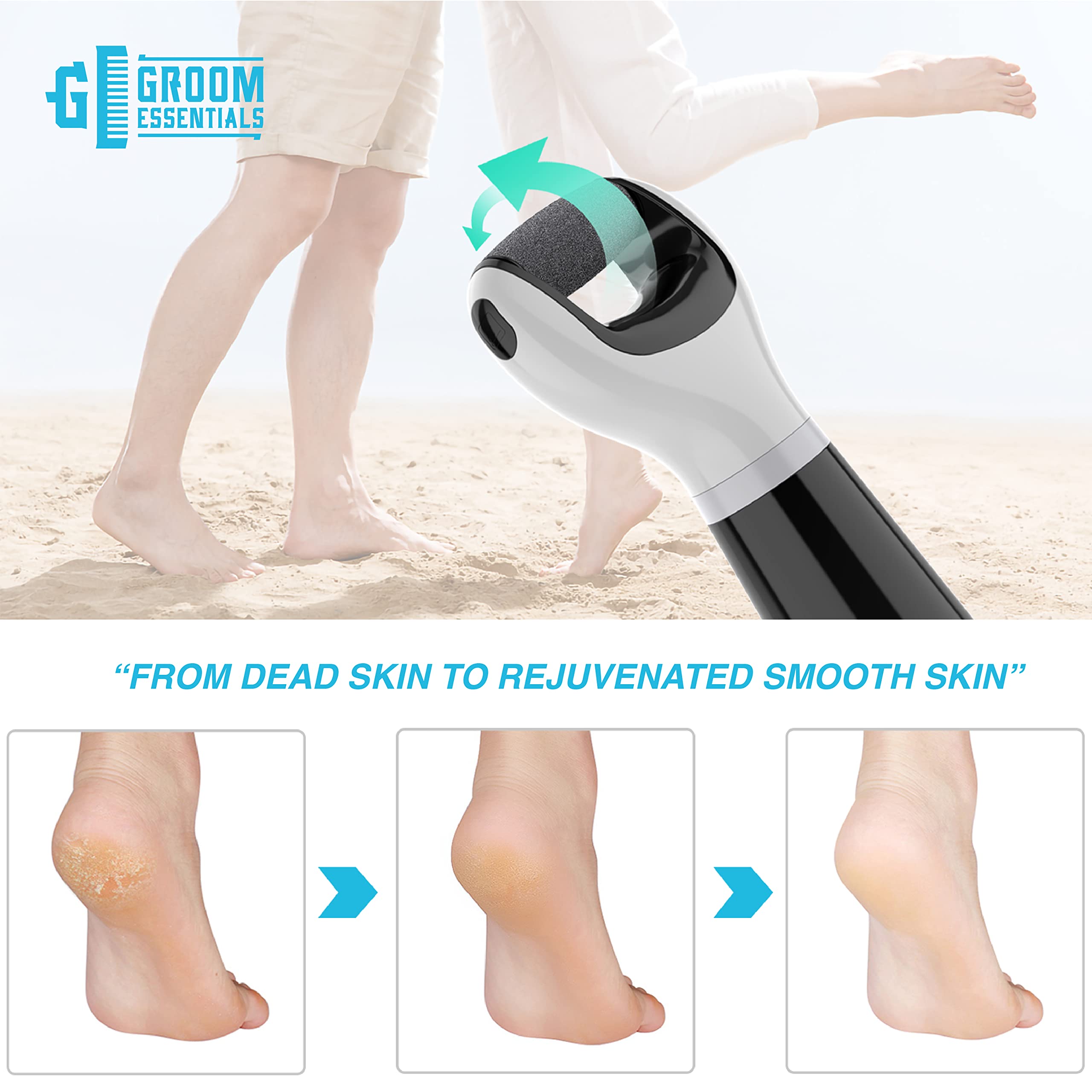 Chargeworx Groom Essentials Mens Callus Remover for Feet