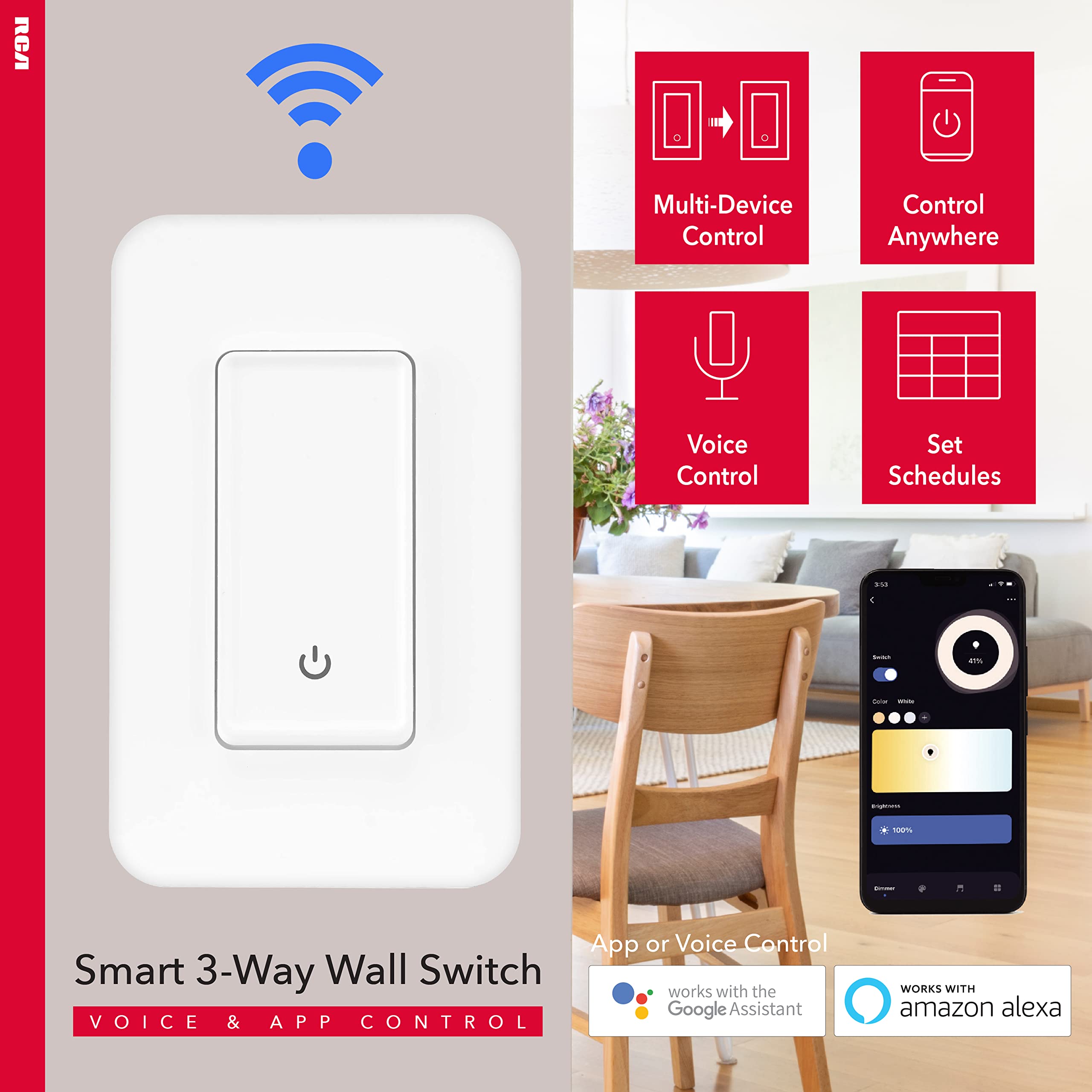 RCA 3-Way Smart Light Switch 600W LED