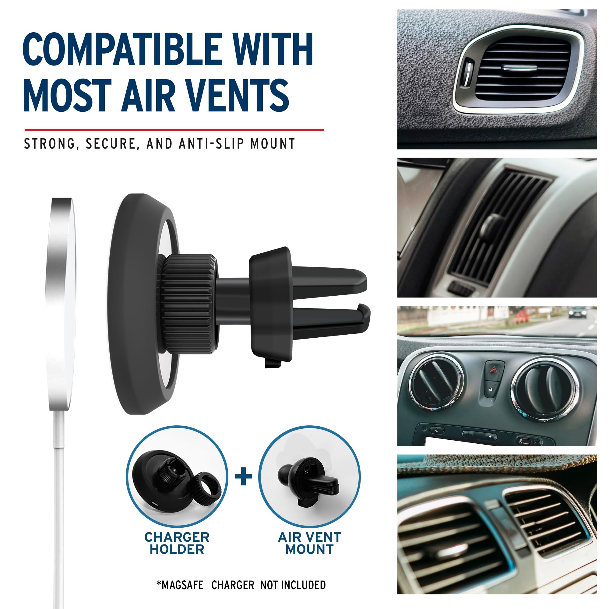 Car and Driver Desktop & Air Vent Mount Compatible with MagSafe Charger