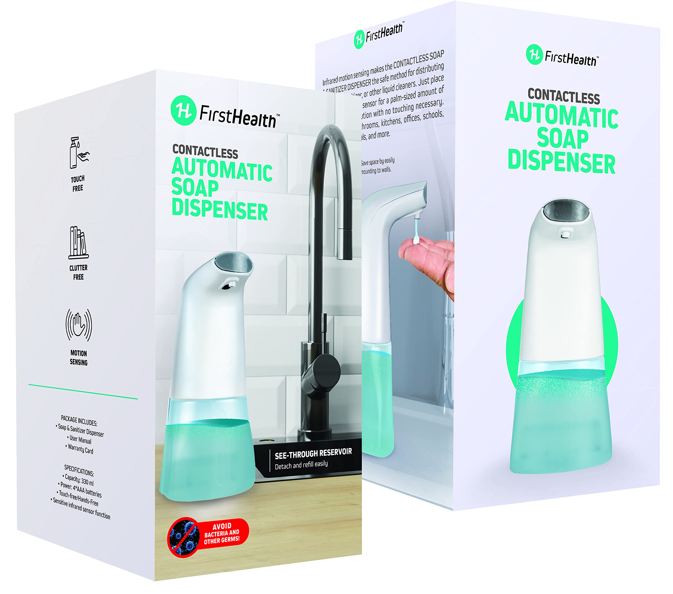 First Health Automatic Soap Dispenser Touchless 11oz, 300ml