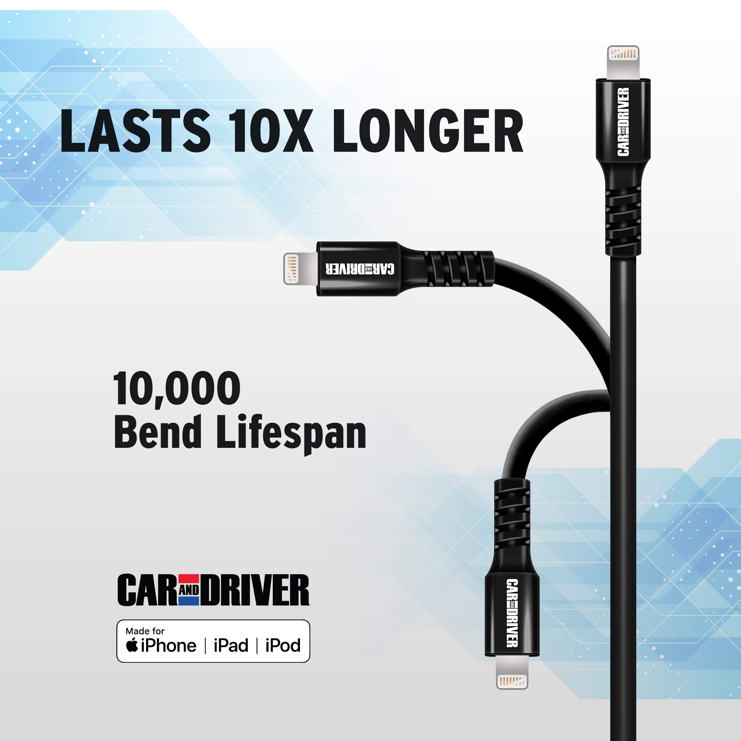 Car and Driver USB to Lightning Cable (4-Pack, White)