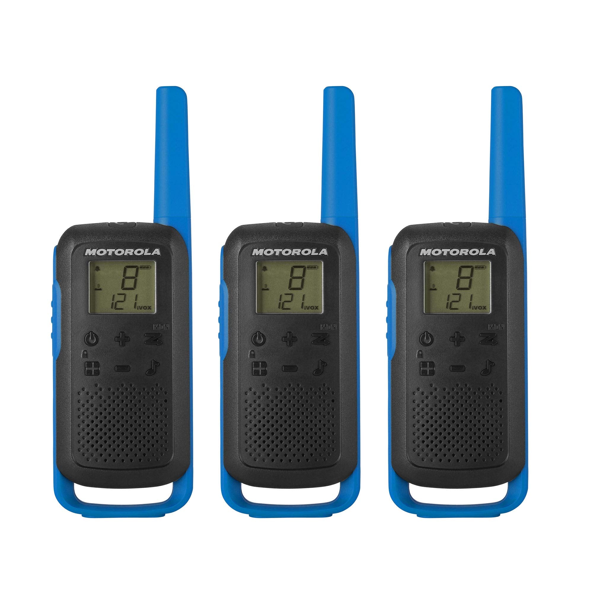 Motorola Solutions T270TP Talkabout Radio, 3 Pack, Black W/Blue