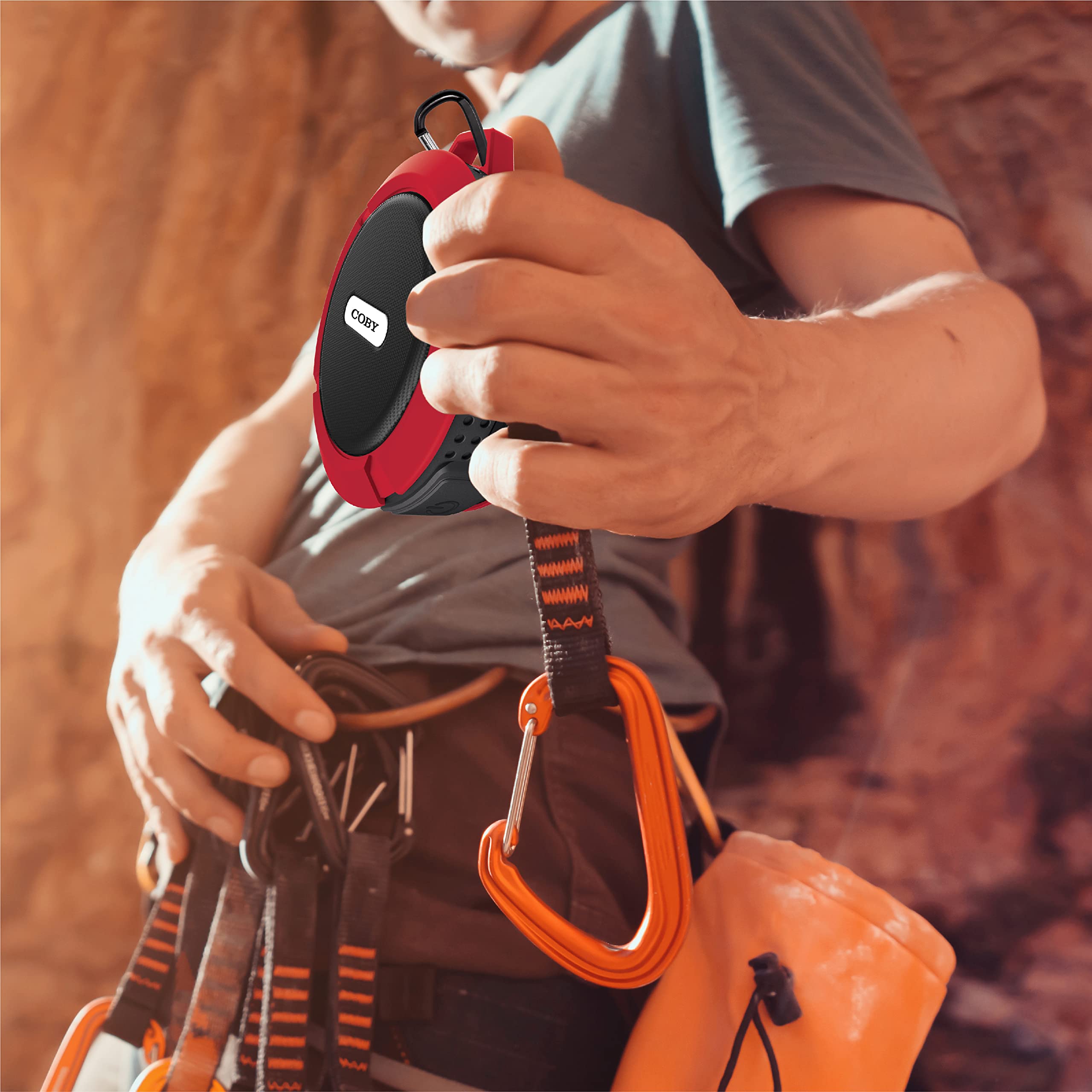 Coby Rugged Gear Bluetooth-Speaker, Red Bluetooth-Shower-Speaker