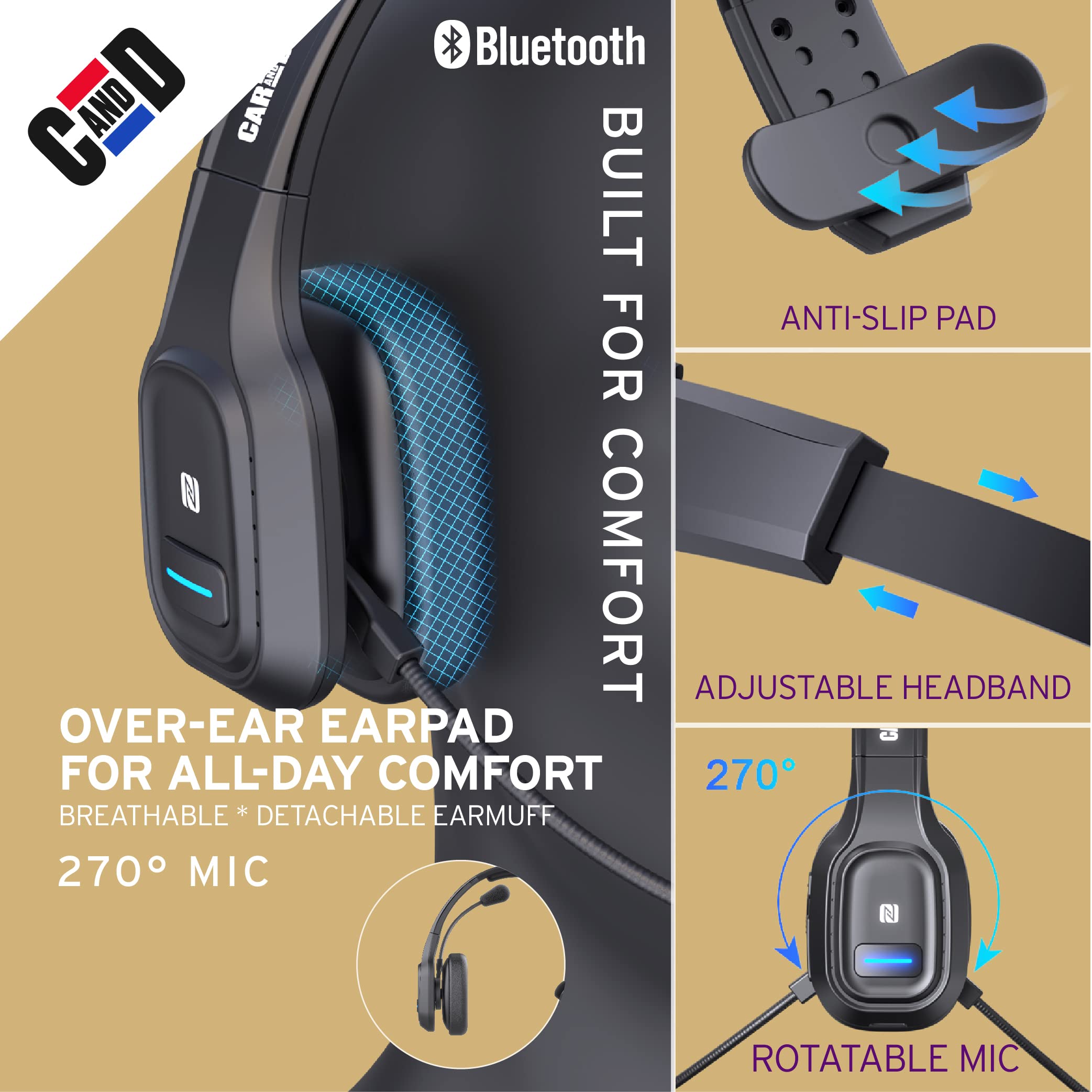 Car and Driver Wireless Bluetooth Headset for Truckers (BT5500)