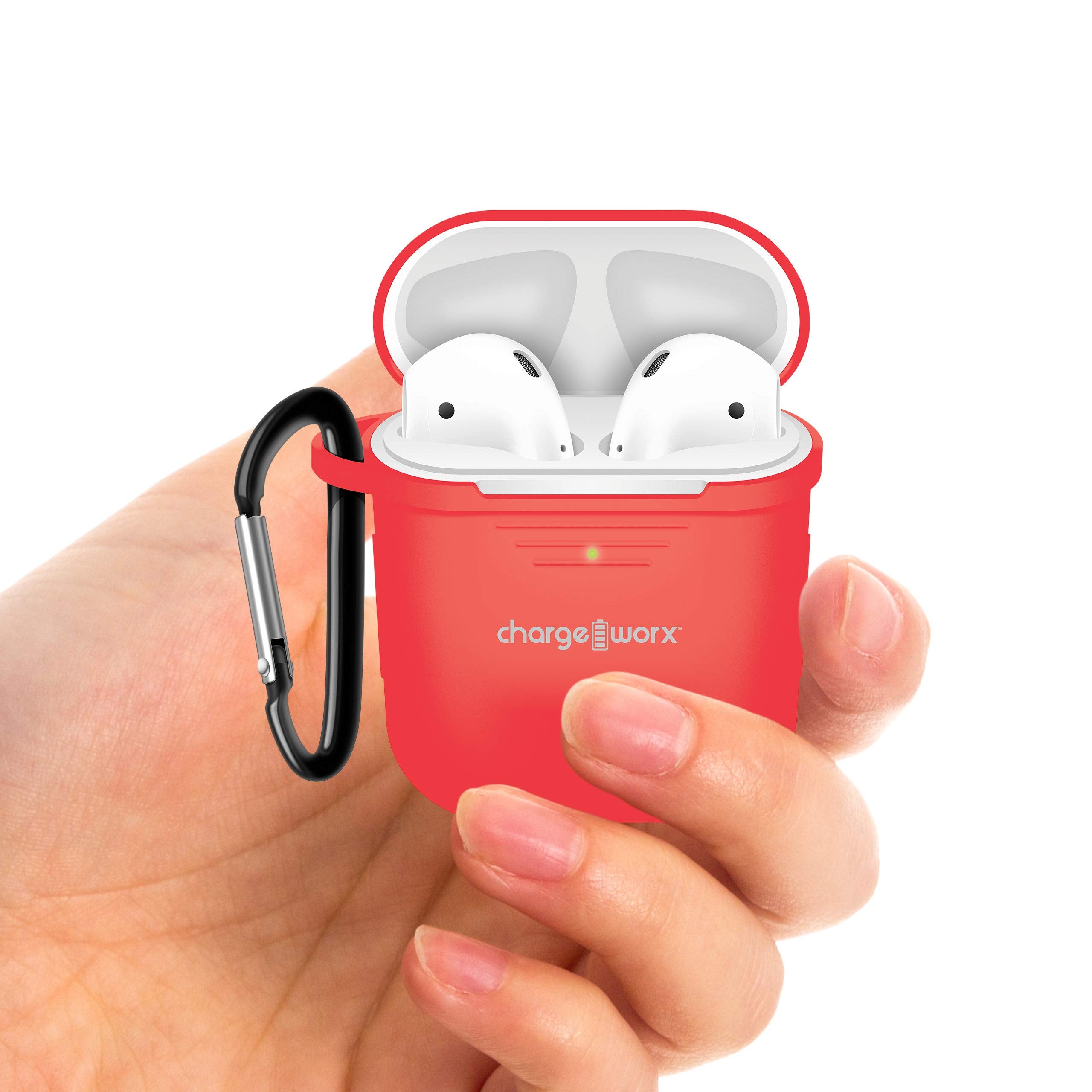 Chargeworx AirPods Case Bundle Silicone Cover Holders Carabiner Red