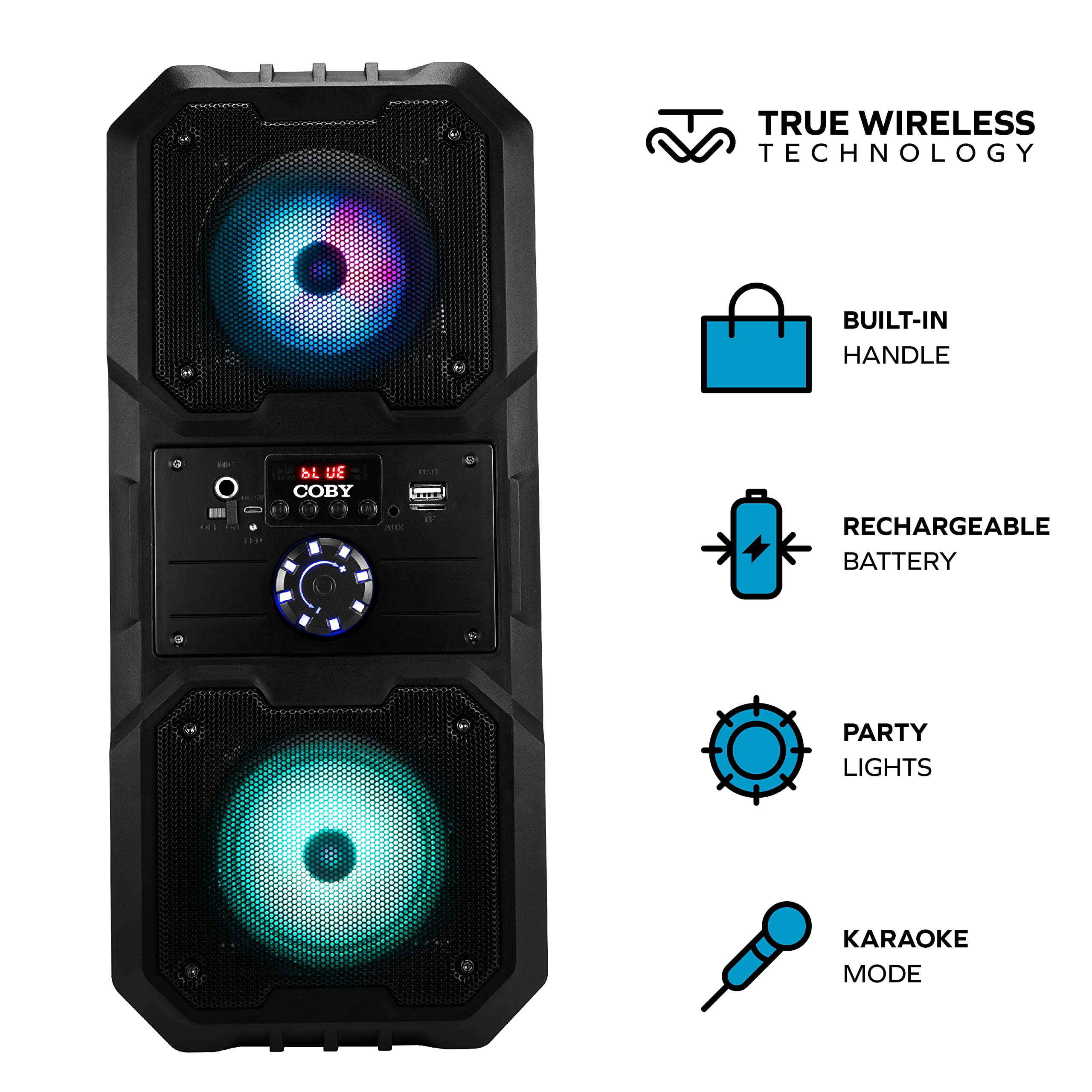 Coby True Wireless Speaker with LED Lights