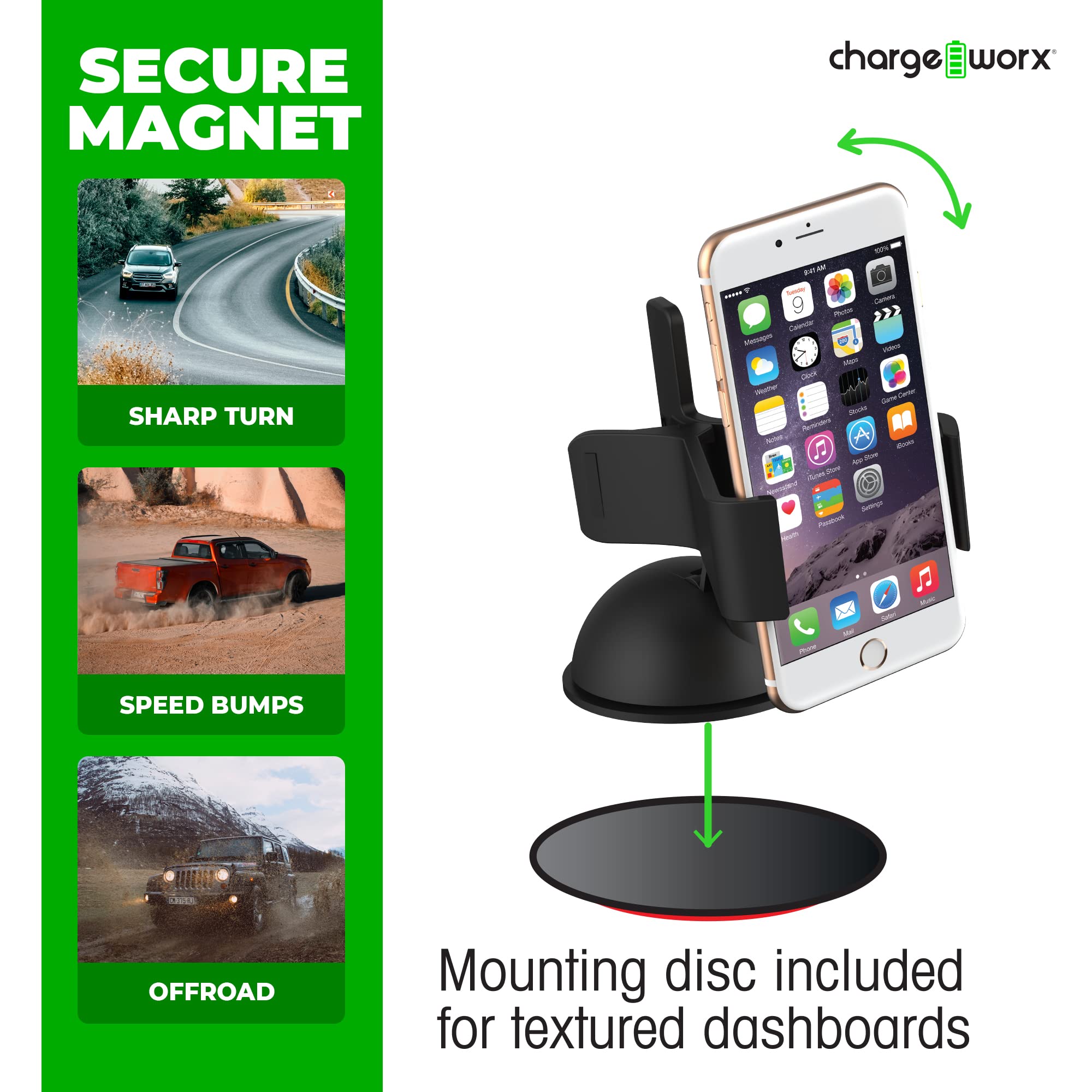 Chargeworx Univ Dash Windshield Mount