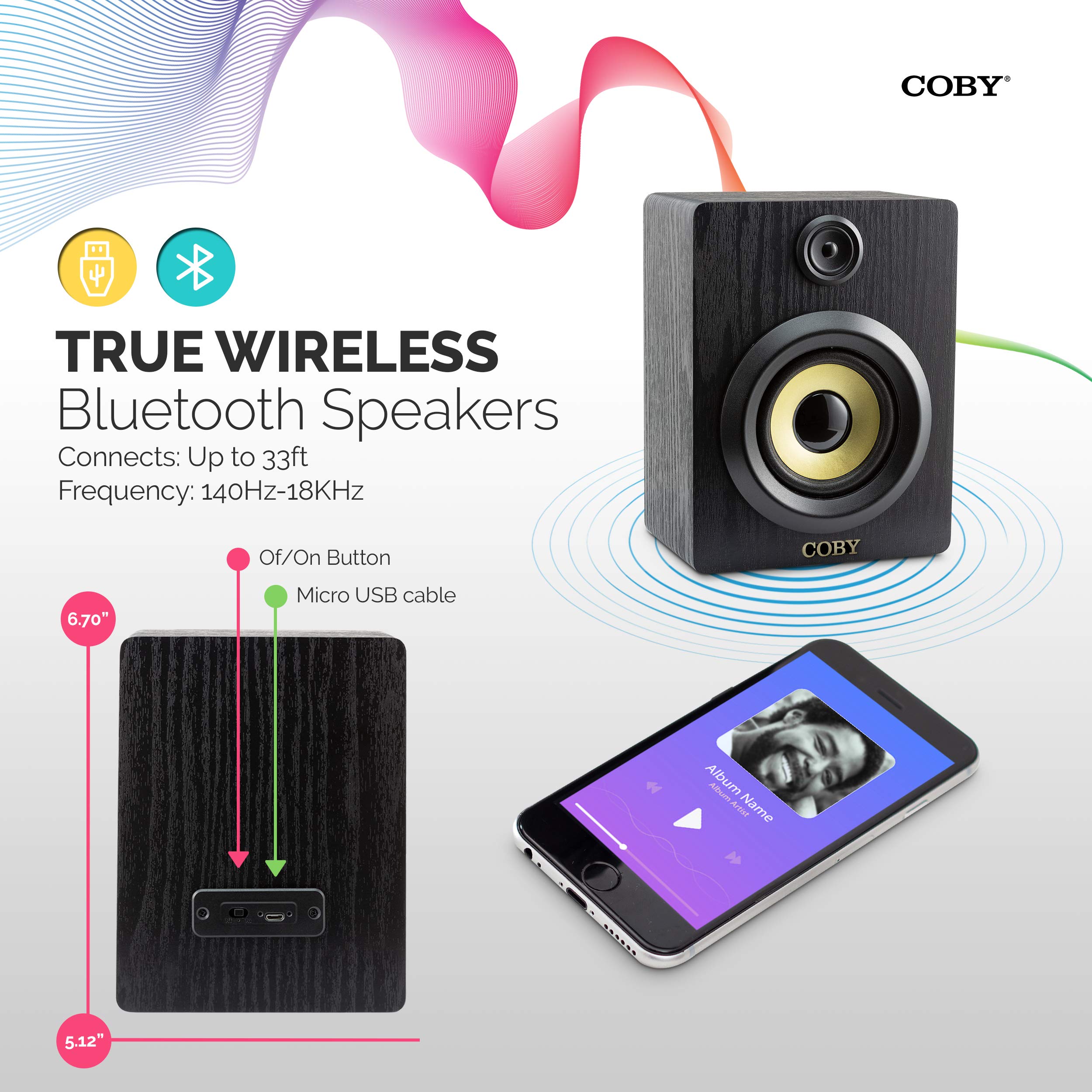 Coby Wireless Rechargeable Bluetooth Mini Speakers