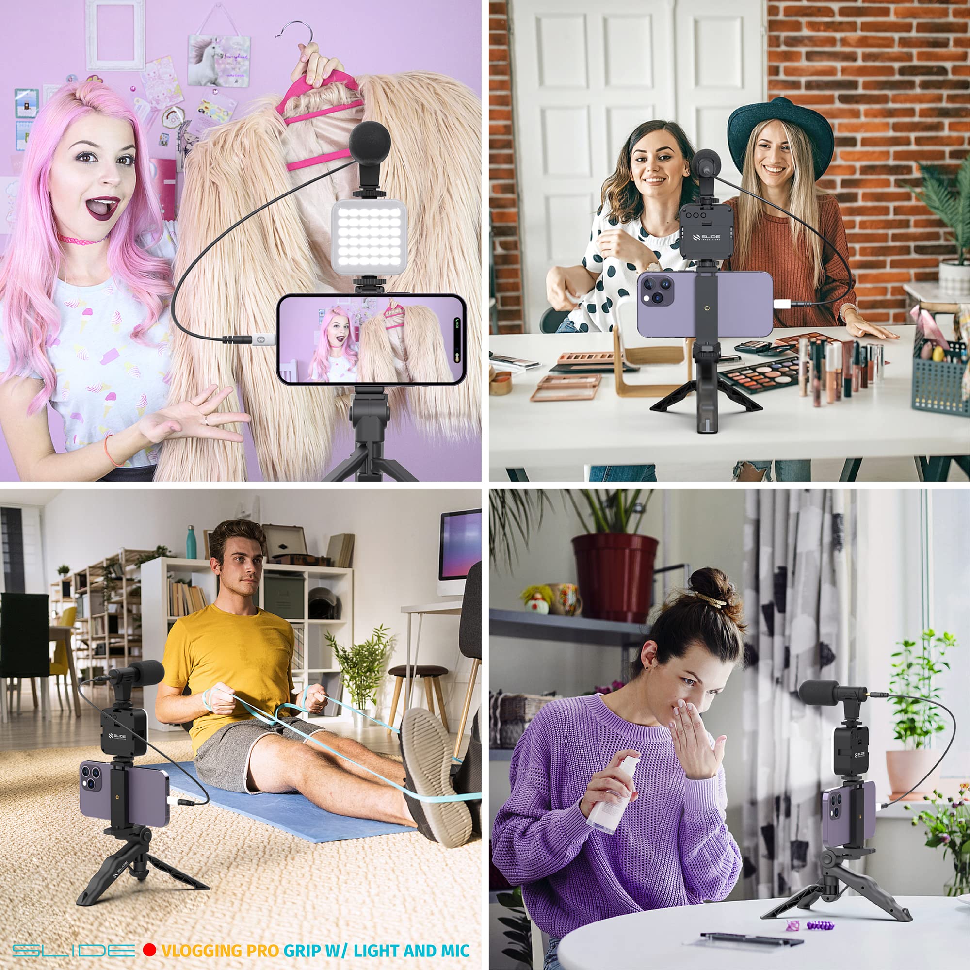 Slide Vlogging Kit w/Light & Microphone