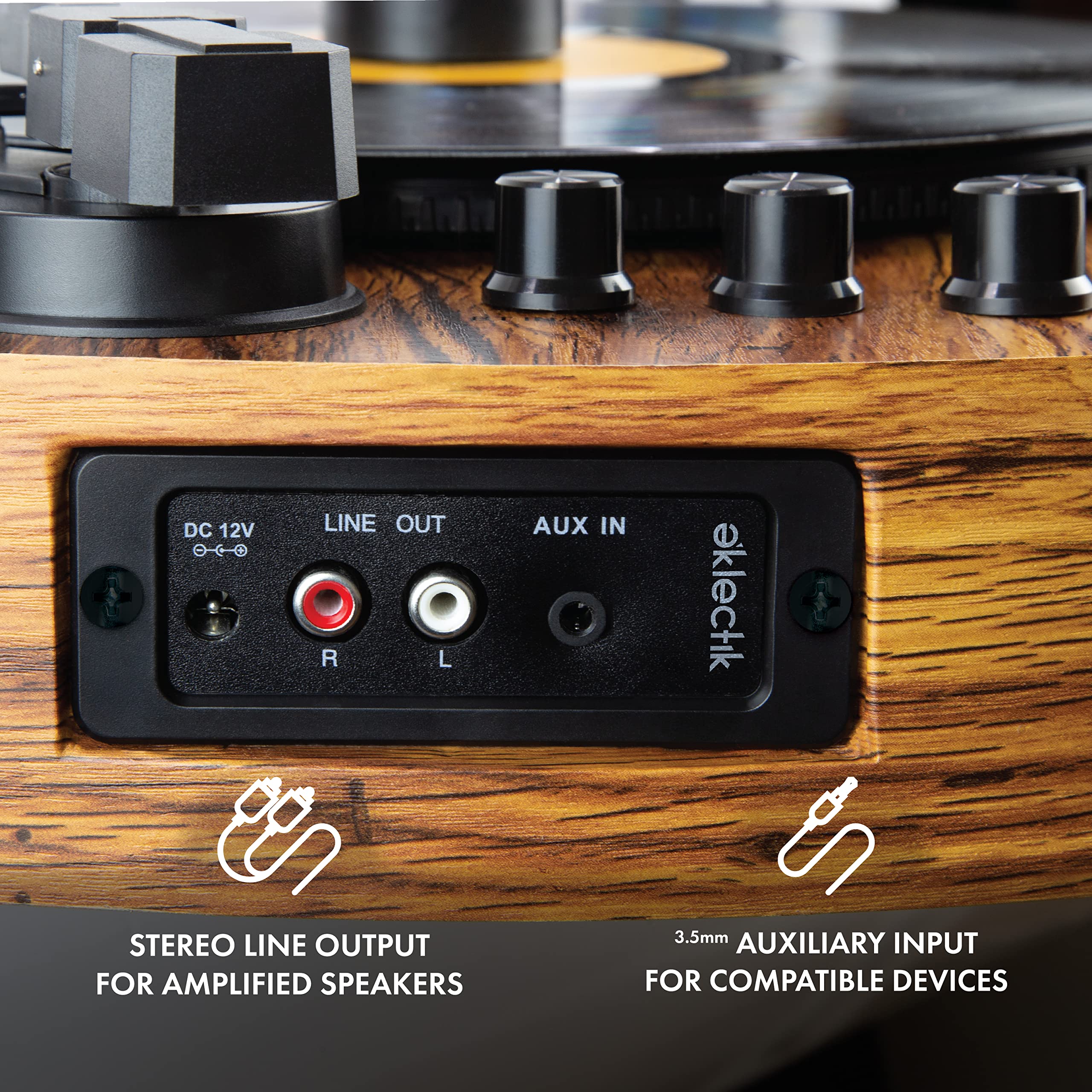 Eklectik Bluetooth Record Player Vertical Turntable Guitar Built-in Stereo Speakers