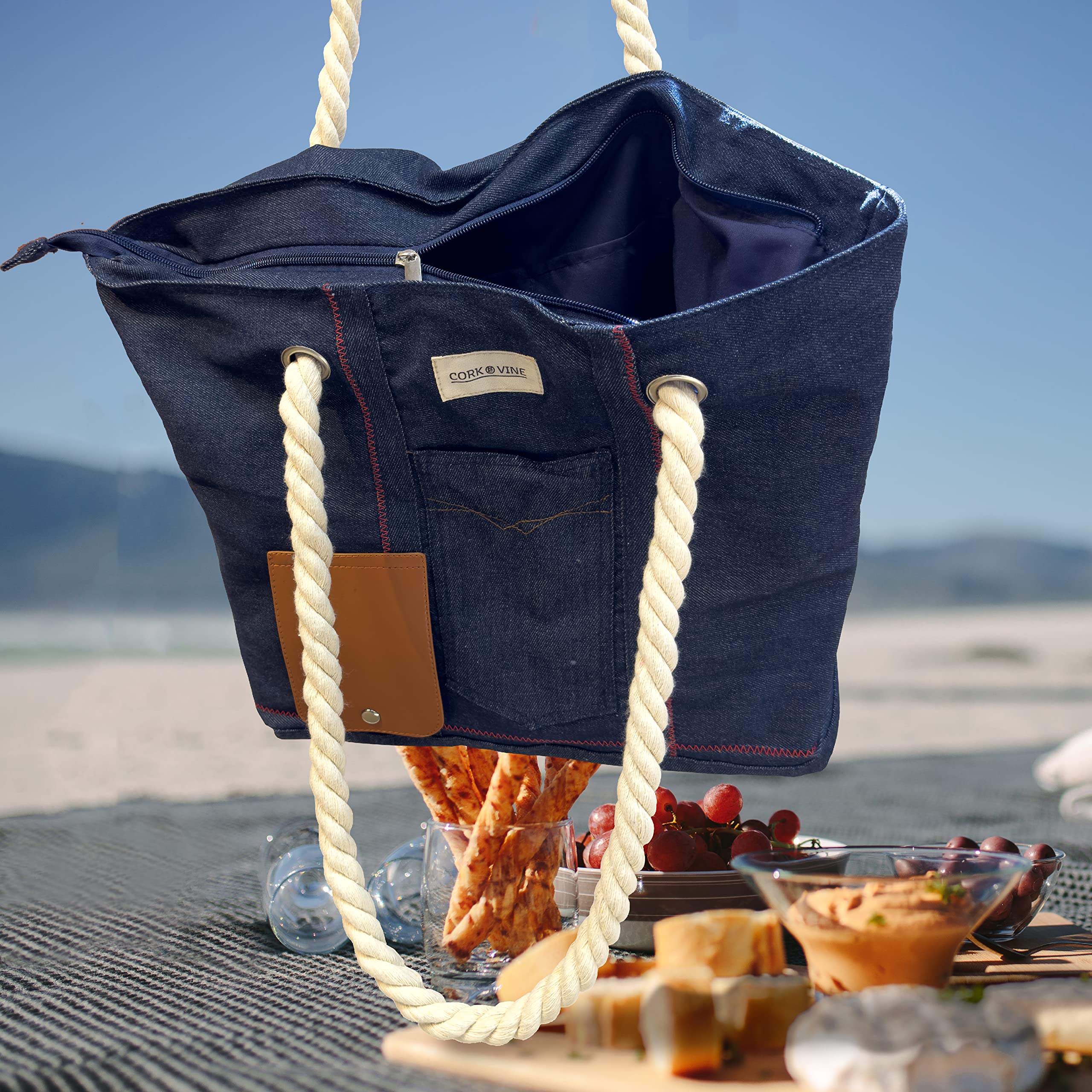 CORK & VINE Wine Beach Bag with